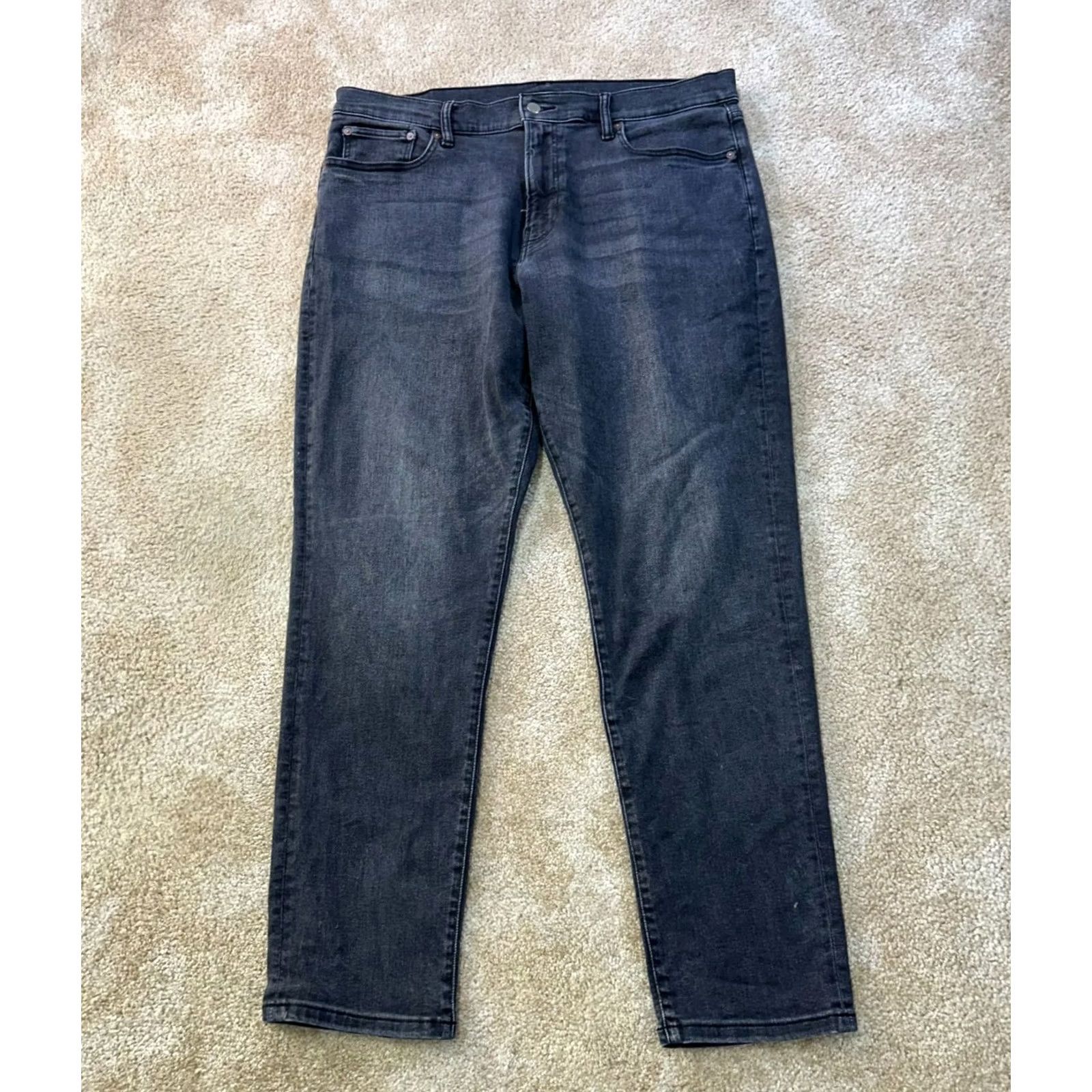 Lucky Brand Lucky Brand 412 Jeans Slim Straight Men 38x32 Black Denim Stretch Mid Rise 5-Pocket Belt Loops Image Size US 38 / EU 54 - 2 Thumbnail