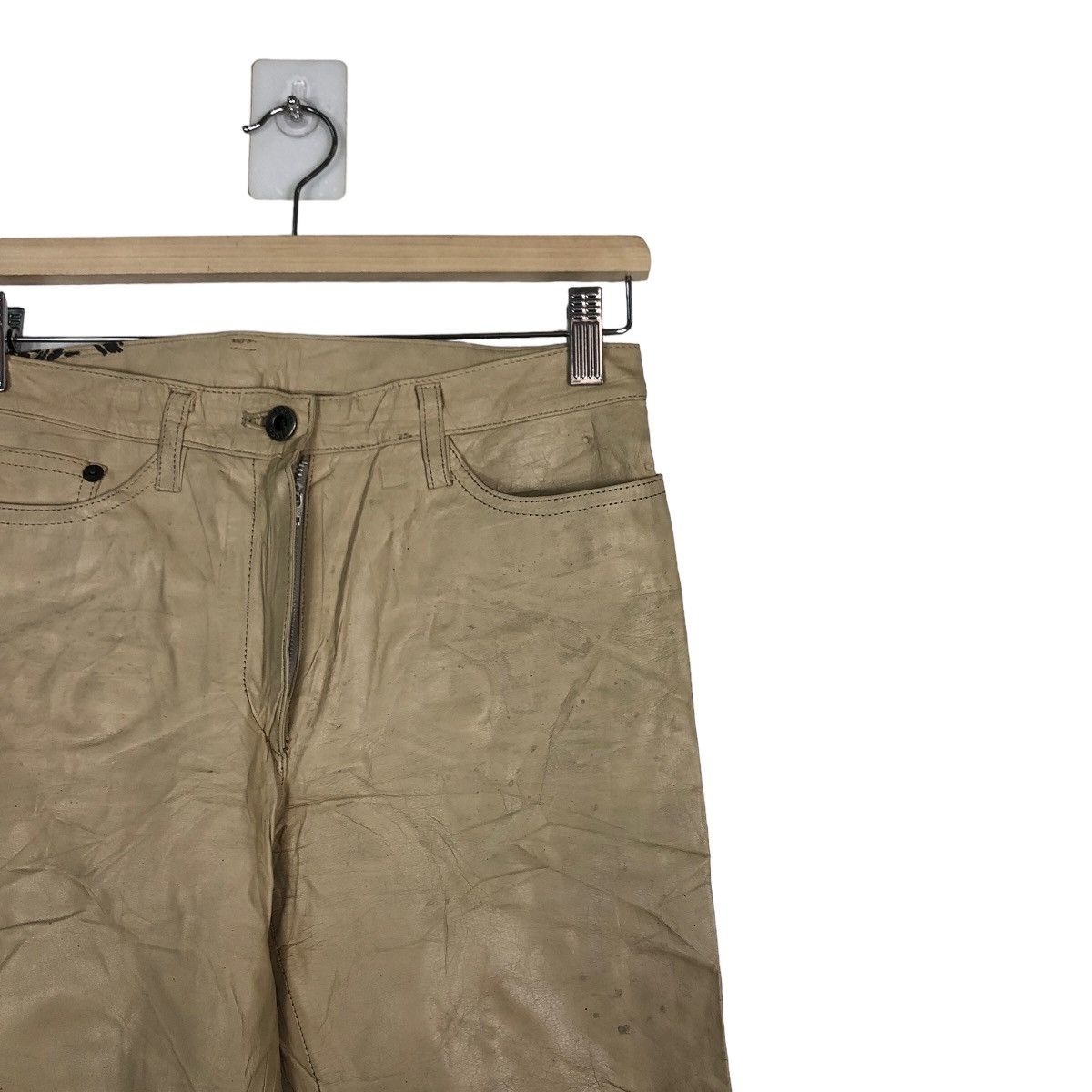 Genuine Leather 🔥Rare 5351 By Issey Miyake Genuine Leather Pants Racing Size US 28 / EU 44 - 5 Thumbnail