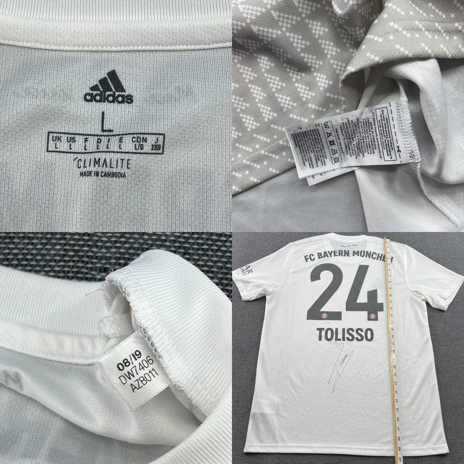 Adidas adidas Bayern Munich 2019 2020 Away Fooball Jersey L White T-Shirt Mens Short Sleeve Quick Dry Sports Jersey Size US L / EU 52-54 / 3 - 9 Thumbnail
