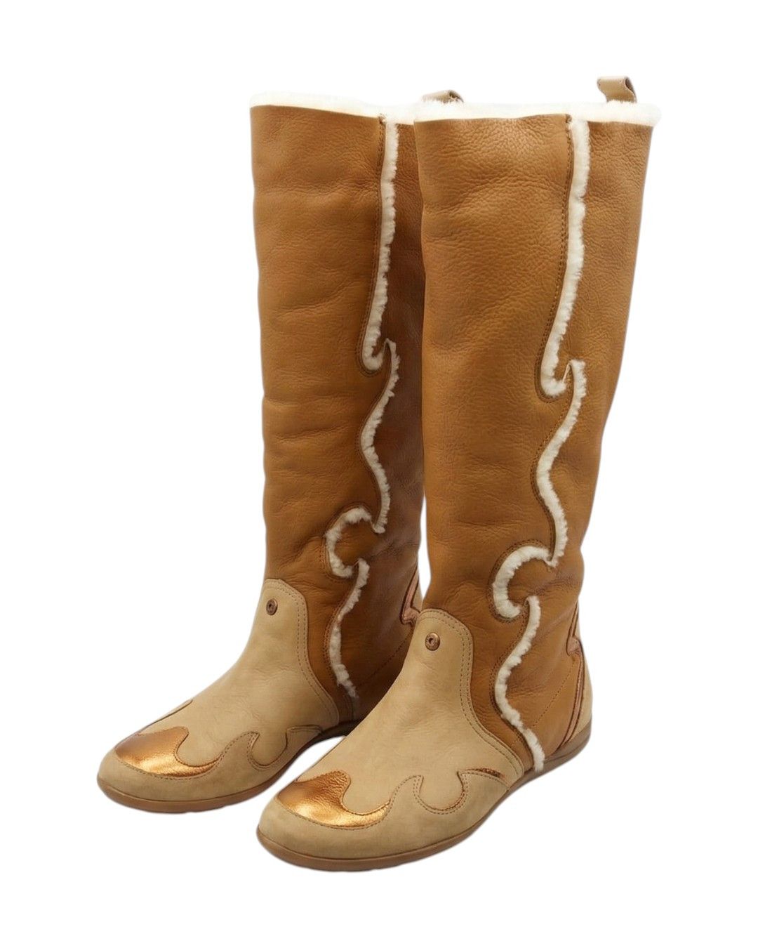 Roberto Cavalli JUST CAVALLI SHEARLING SUEDE LEATHER BOOTS Size US 8 / IT 38 - 1 Thumbnail
