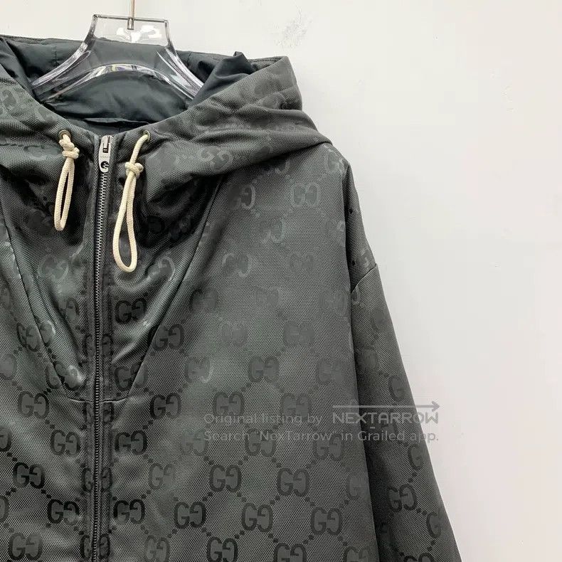 Gucci Gucci Dark gray logo printed full print hooded zipper long Size US L / EU 52-54 / 3 - 3 Thumbnail