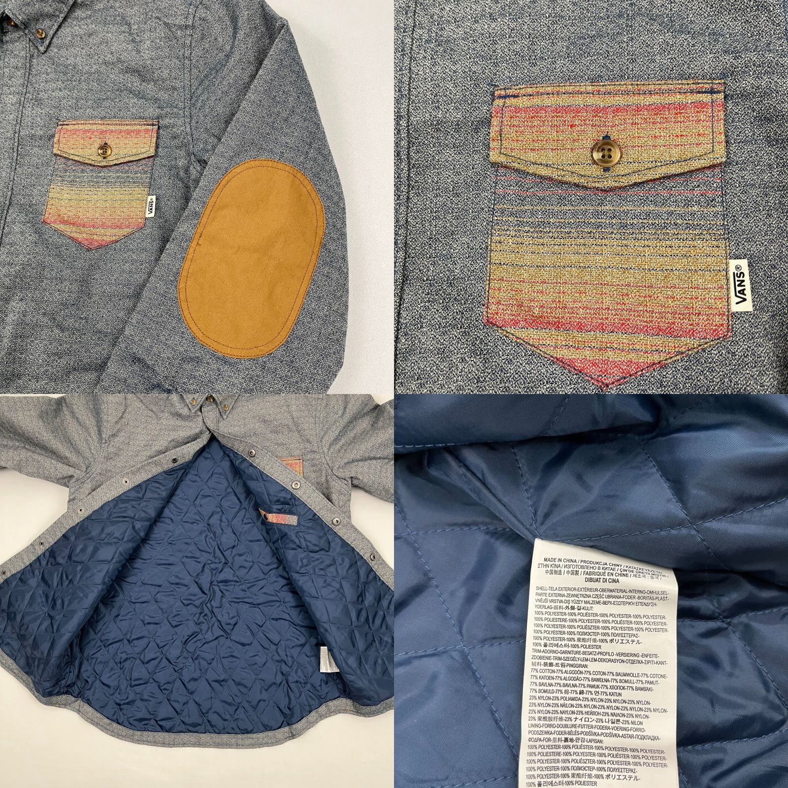 Vans Vans Mountain Expedition Santa Fe Mens S Gray Quilted Shirt Jacket Southwestern Jacket Size US S / EU 44-46 / 1 - 8 Thumbnail