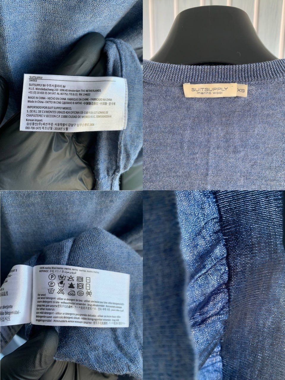 Suitsupply Suitsupply Merino Wool Blend Blue Knit Men Pullover Sweater Size US XS / EU 42 / 0 - 18 Thumbnail