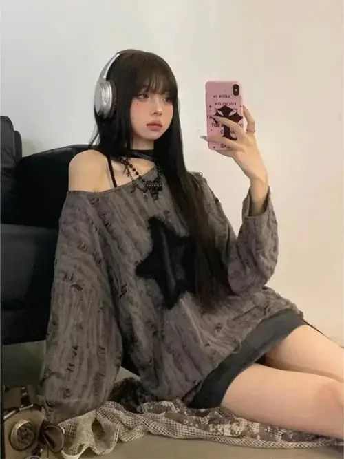 Vintage Cute Y2k Anime Lolita Star Design Long Sleeve Shirt Size S / US 4 / IT 40 - 2 Thumbnail