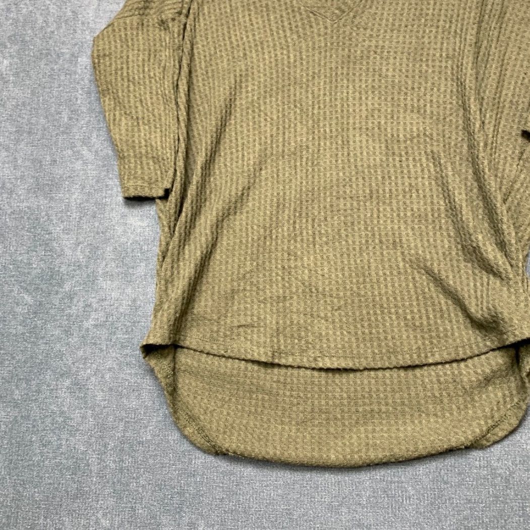 Express Express Top Womens S Olive Green Stretch Waffle Knit V Neck Round Hem Size S / US 4 / IT 40 - 3 Thumbnail