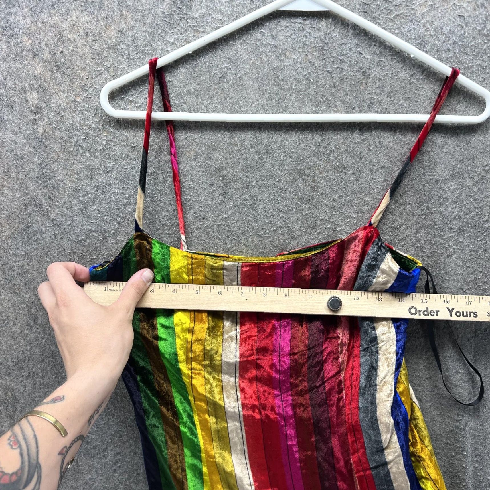 MILLY Milly Dress Womens 0 Multicolor Velvet Rainbow Stripe Scoop Mini Slip Party Dress Size XS / US 0-2 / IT 36-38 - 5 Thumbnail
