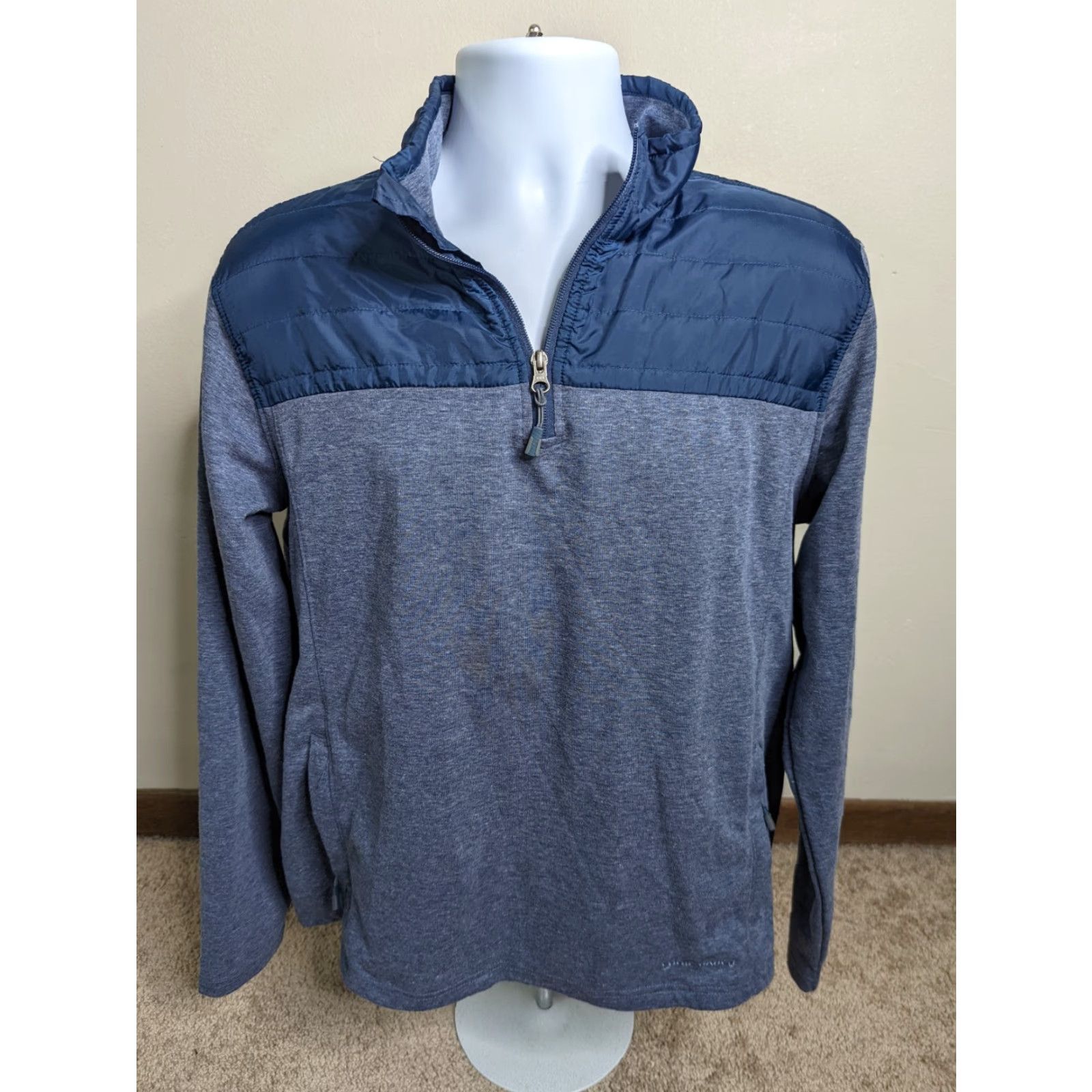 Eddie Bauer Eddie Bauer Sport 1/4 Zip Pullover Shirt Blue Mock Neck Mens Large T7S Size US L / EU 52-54 / 3 - 2 Thumbnail