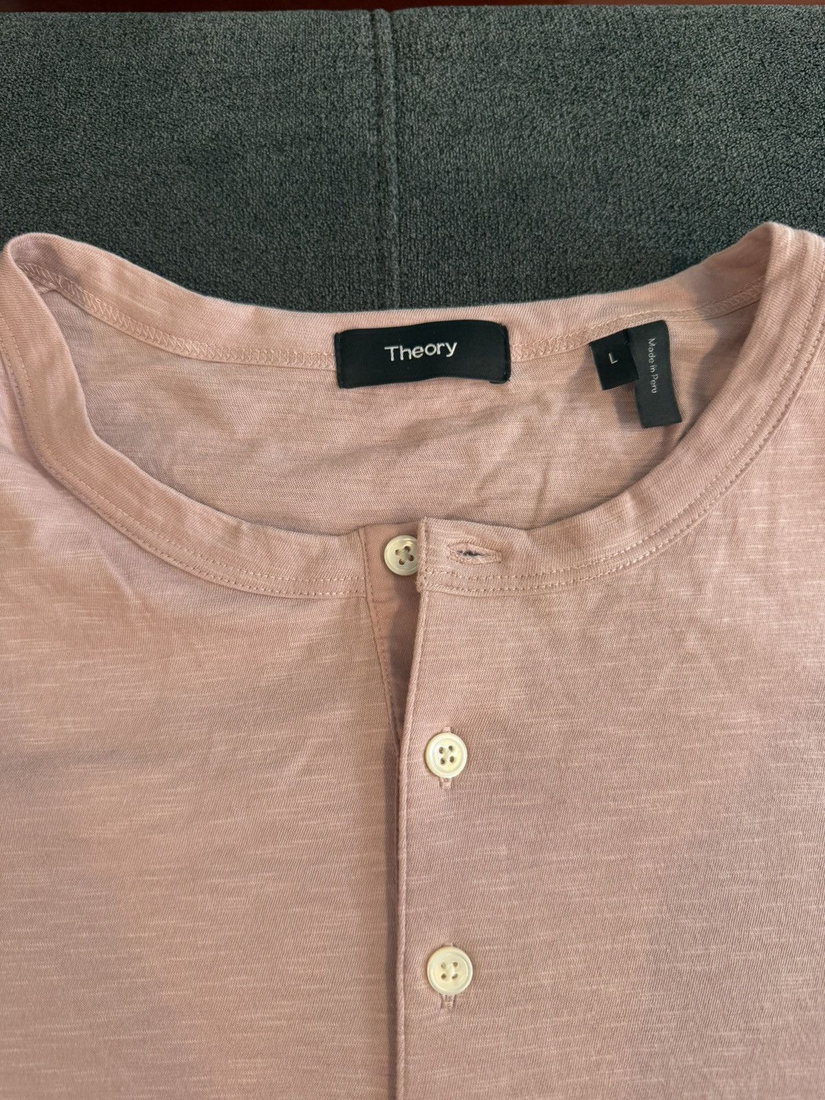 Theory Salmon short sleeve cotton henley Size US L / EU 52-54 / 3 - 4 Thumbnail