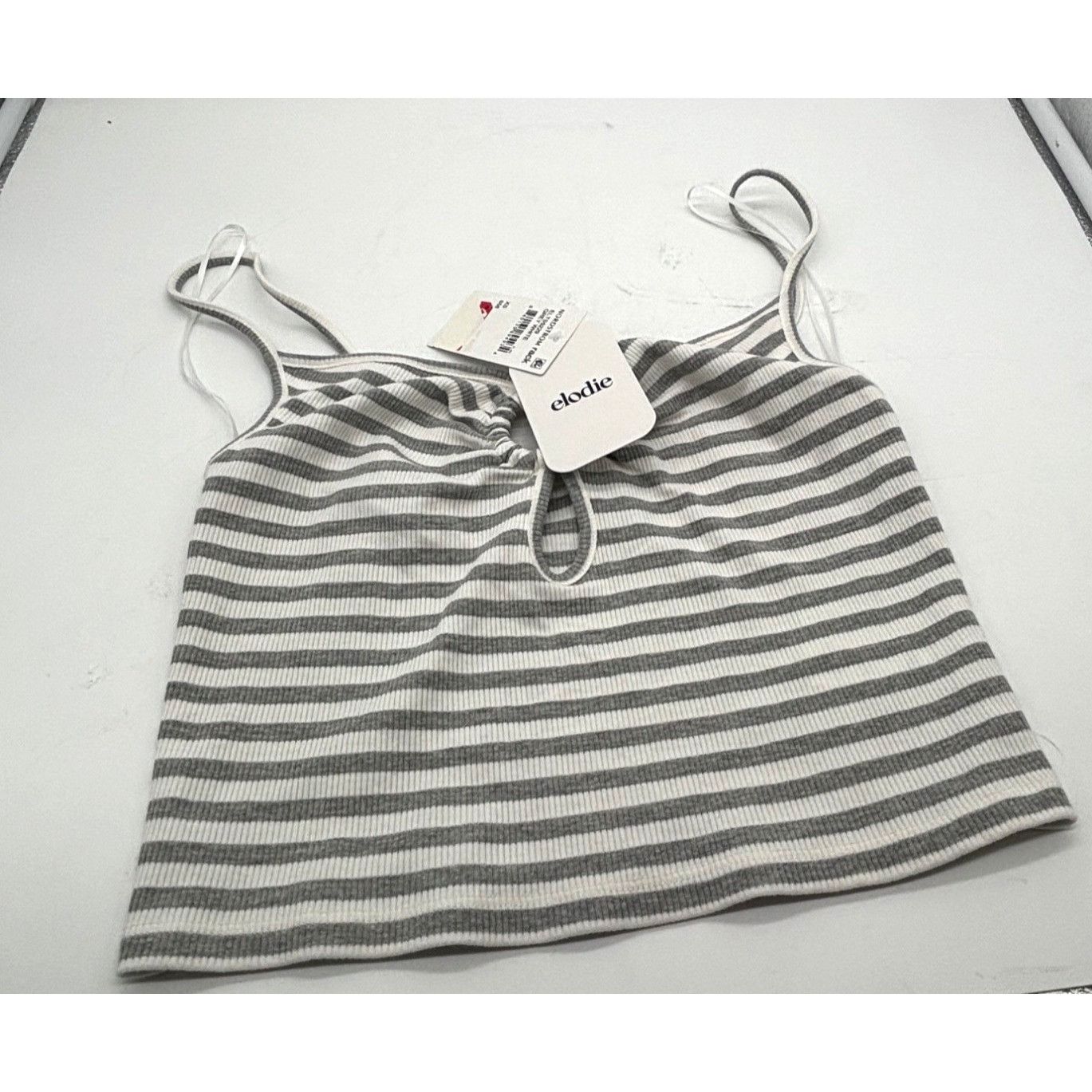 Other Elodie Women’s Keyhole-front, Rikbbed, Cropped tank top, Gra Size XS / US 0-2 / IT 36-38 - 8 Thumbnail