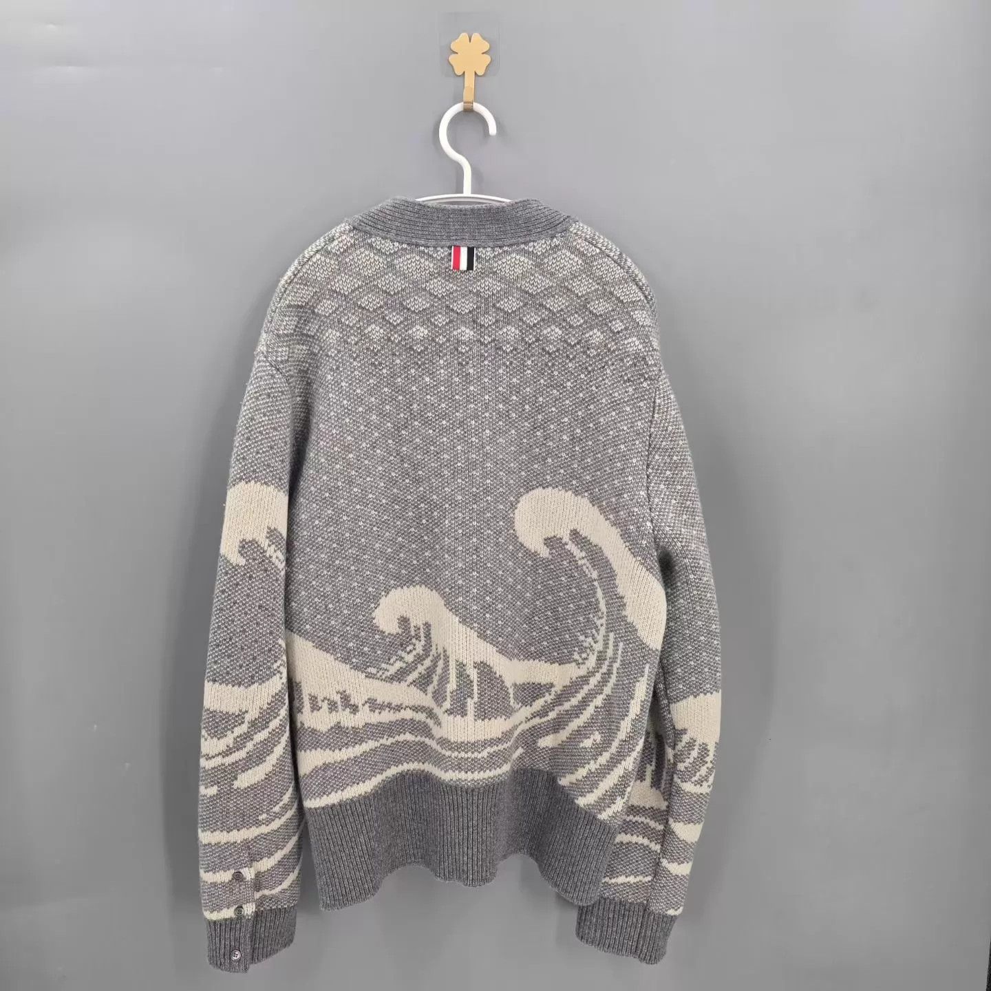 Thom Browne THOM BROWNE Oversized V-neck Geo Knit Cardigan Size 2 99 Size US M / EU 48-50 / 2 - 2 Thumbnail