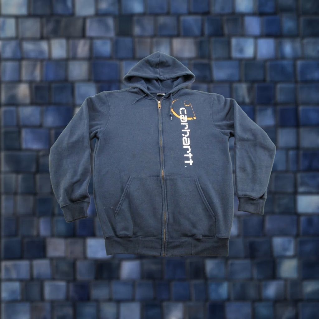 Carhartt VINTAGE Carhartt Full Zip Hoodie Mens M Blue Cotton Fleece Hooded Sweatshirt 90s Sports Style, Read, Regular Fit Size US M / EU 48-50 / 2 - 1 Thumbnail