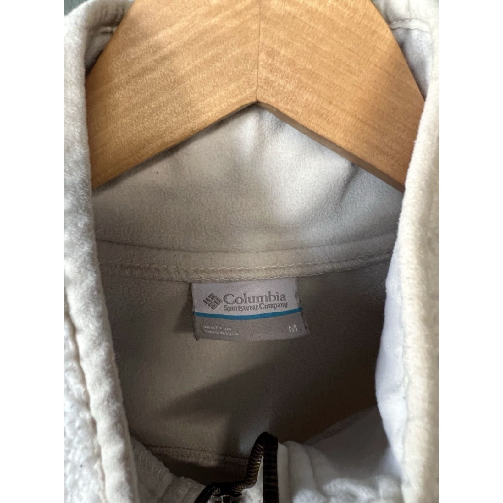 Vintage Columbia Sweatshirt Full Zip Fleece Mock Neck Beige M Womens Size M / US 6-8 / IT 42-44 - 3 Thumbnail