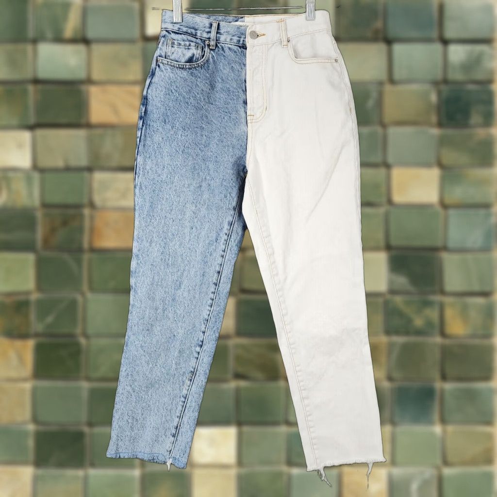 Pacsun PACSUN Womens Straight High Rise Blue White Jeans Size 27 Colorful Size 27" / US 4 / IT 40 - 1 Thumbnail