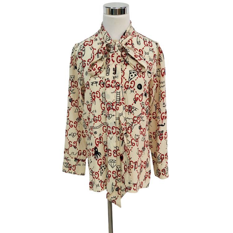 Gucci Gucci Printed Silk Blouse Size 38 Size XS / US 0-2 / IT 36-38 - 1 Thumbnail
