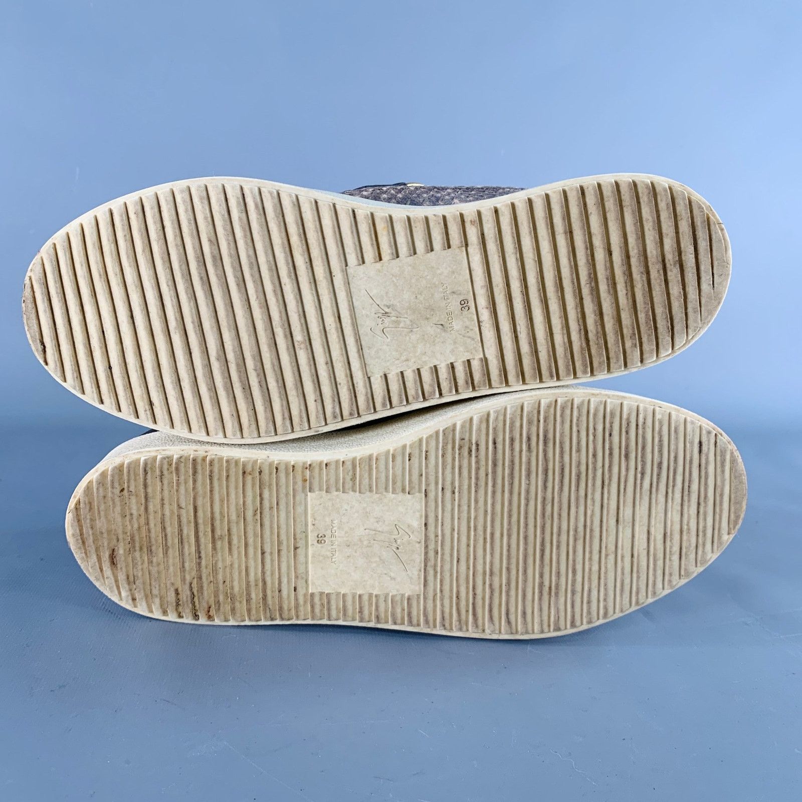 Giuseppe Zanotti 9 Beige Brown Leather Textured Double Side Zipper Sneakers Size US 9 / IT 39 - 6 Thumbnail
