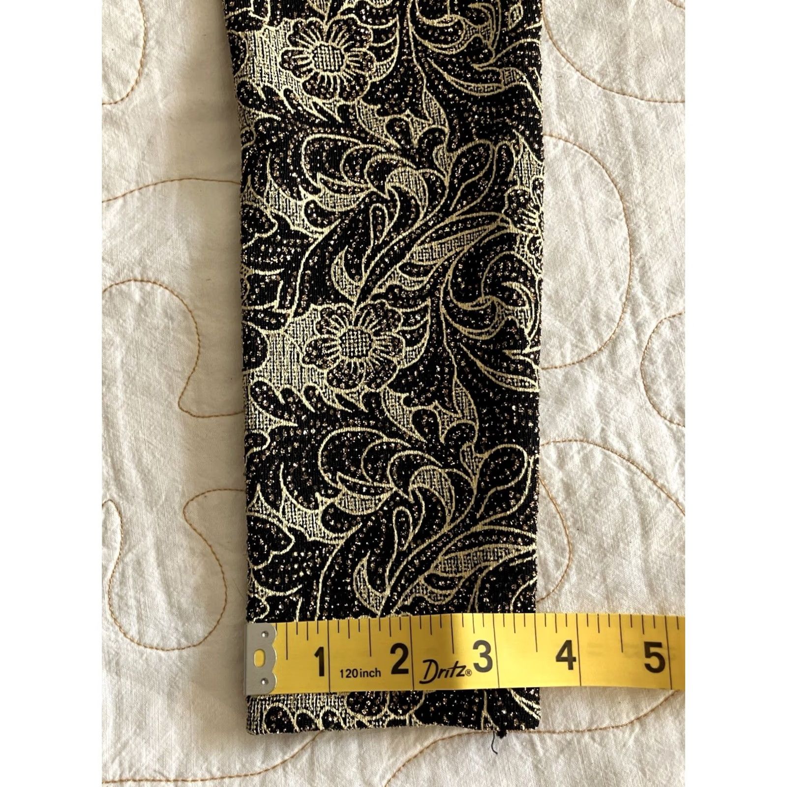Topshop Topshop Black Gold 3D Floral Leggings Women Size 4 28L Ankle Casual Flower Stretch Polyester Blend Size 27" / US 4 / IT 40 - 4 Thumbnail