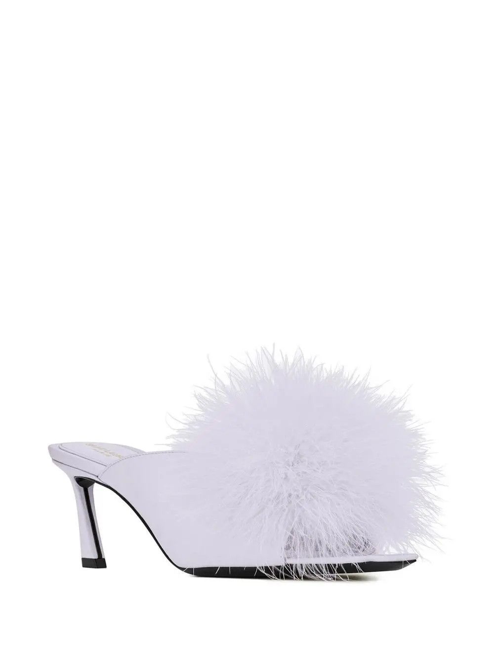 Saint Laurent Paris o1b1hav111224 Mae Mules in Crepe Satin Feathers Light Purple Size US 12 / IT 42 - 2 Thumbnail