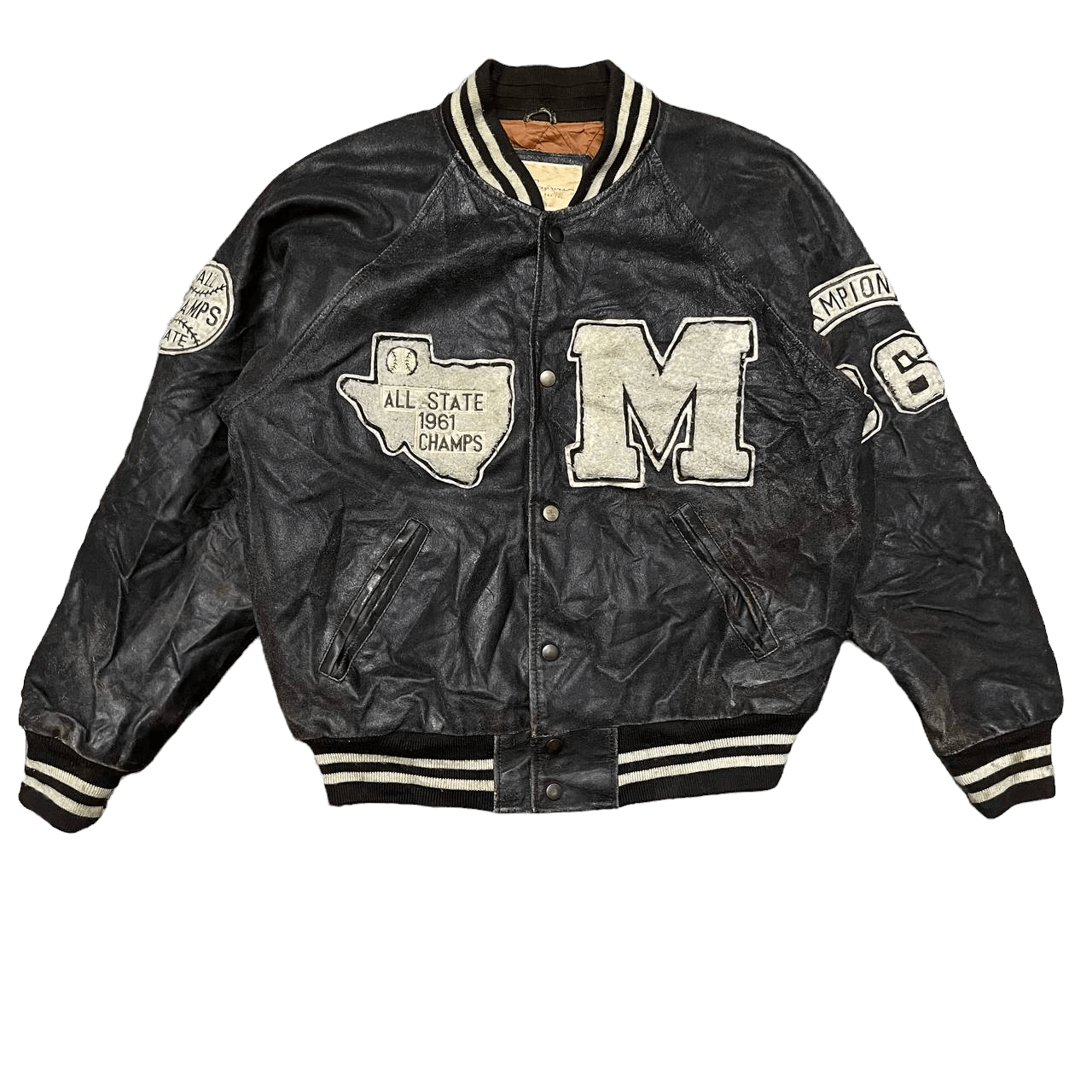 Leather Vintage 80s All State Champs Michigan Varsity Leather Jacket Size US M / EU 48-50 / 2 - 5 Thumbnail