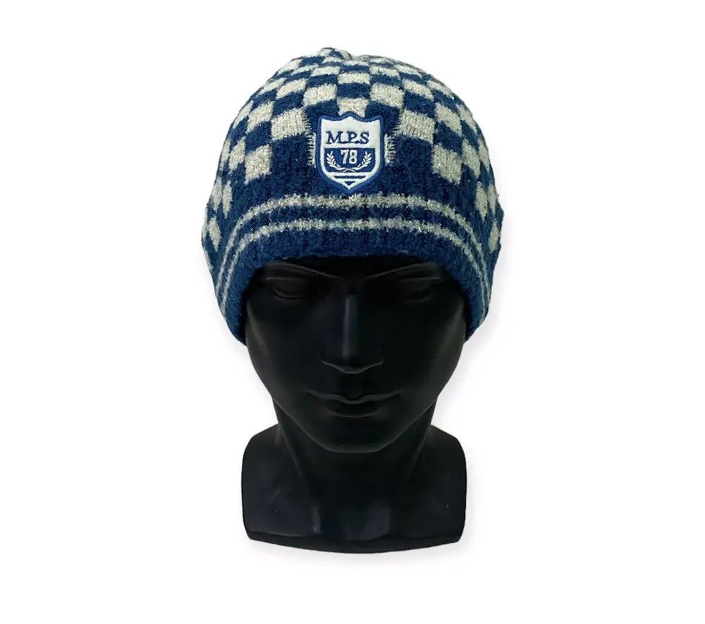 image of Mps Small Logo Plaid Tartan Beanie Hat, Men's