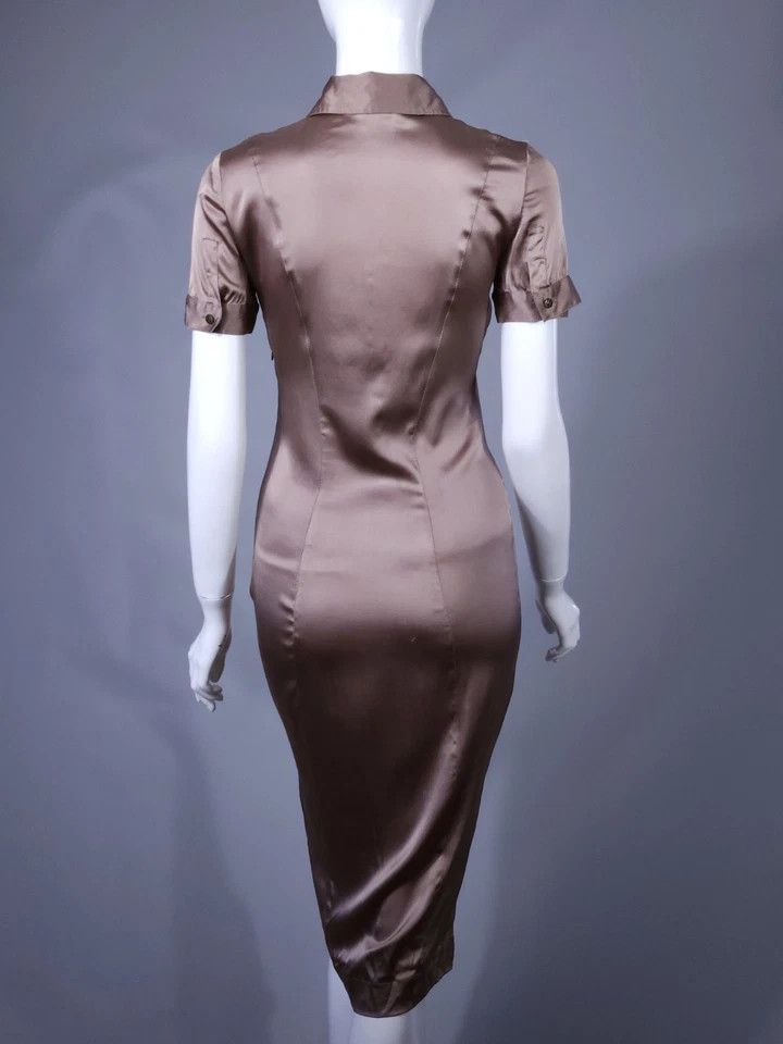 Just Cavalli Just Cavalli Silk Shirt Dress Satin Ruffle Stretch Midi 40/S Size S / US 4 / IT 40 - 3 Thumbnail