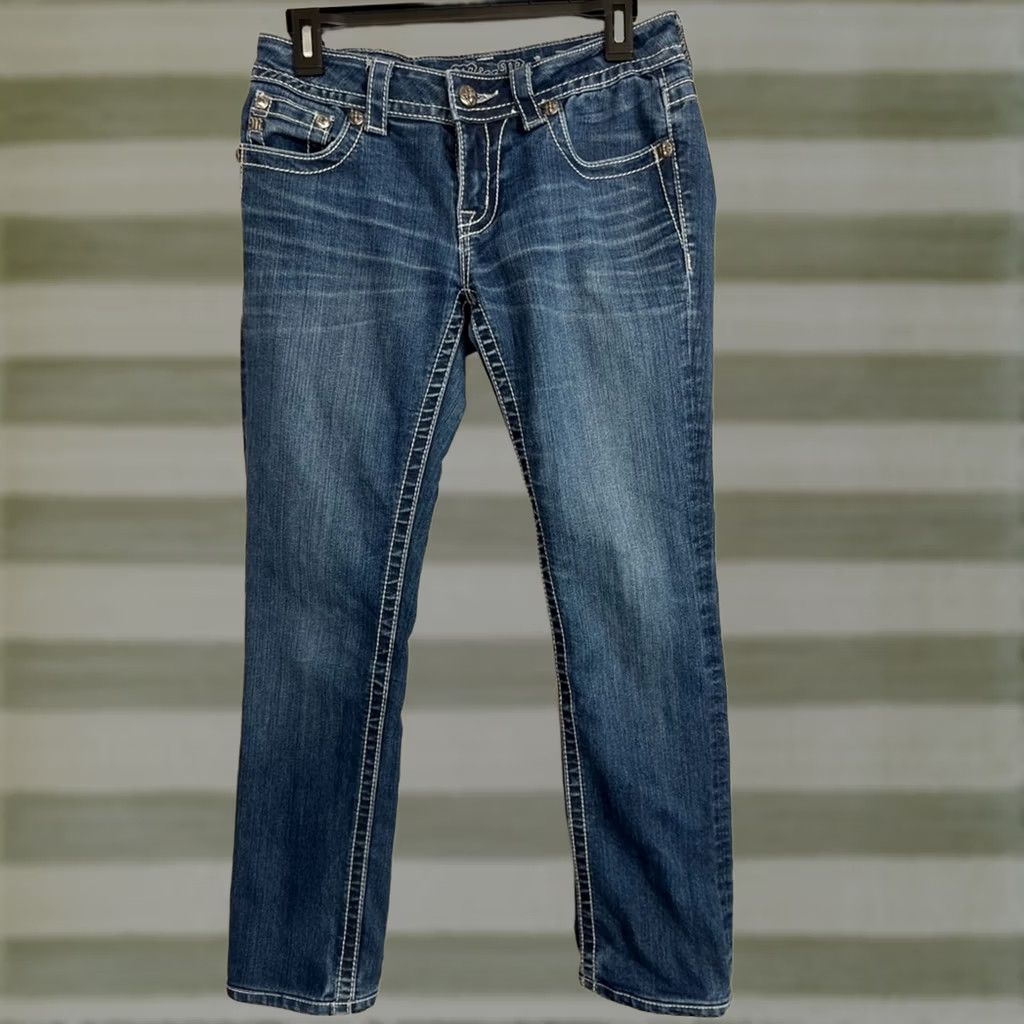 Miss Me Miss Me Jeans 28 Dark Wash Embellished Stone Cross Straight Leg Women’s Size 28" / US 6 / IT 42 - 1 Thumbnail