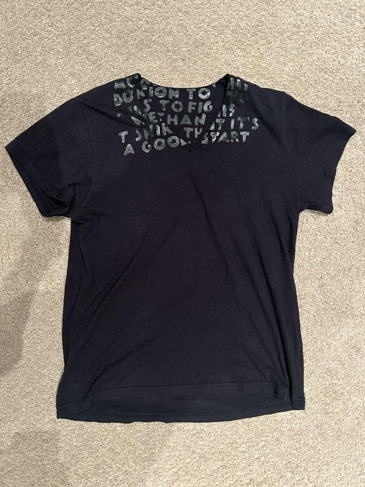Maison margiela aids awareness v neck t shirt black