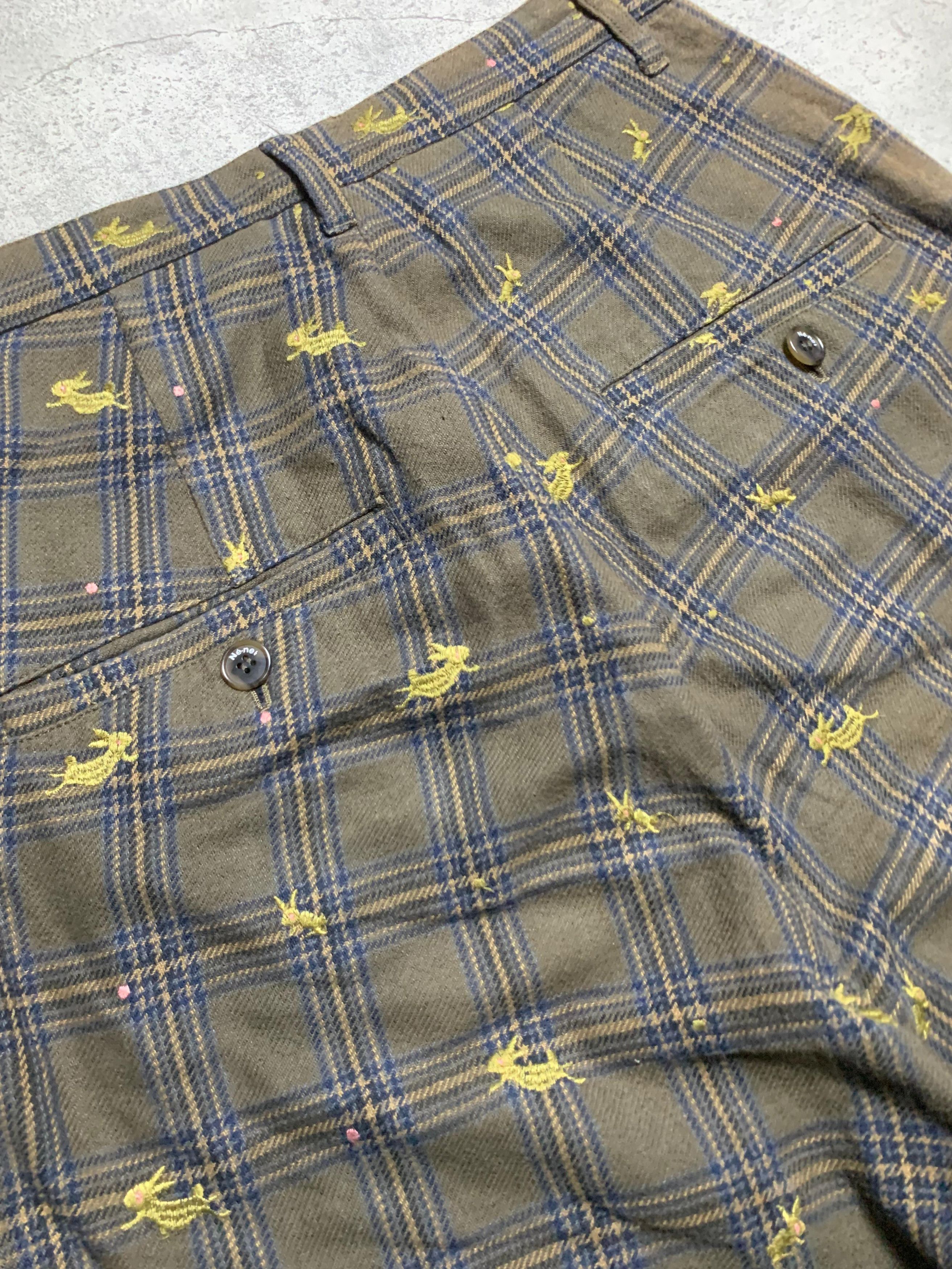 Issey Miyake 2000s Ne-net by Issey Miyake Plaid Embroidery Motif Pants Size US 32 / EU 48 - 9 Thumbnail