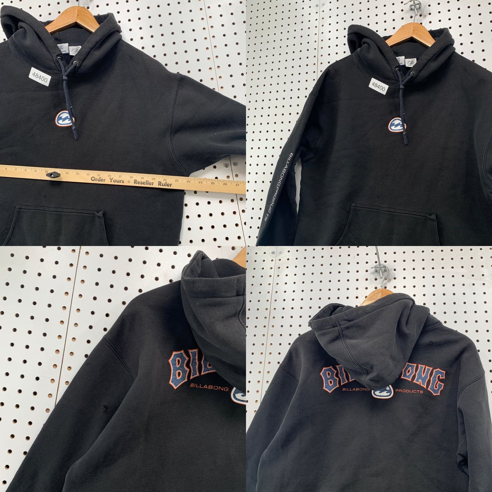 Billabong Vintage Billabong Hoodie Sweatshirt Mens Small Black Distresses Spell Out Sleeve Size US S / EU 44-46 / 1 - 9 Thumbnail