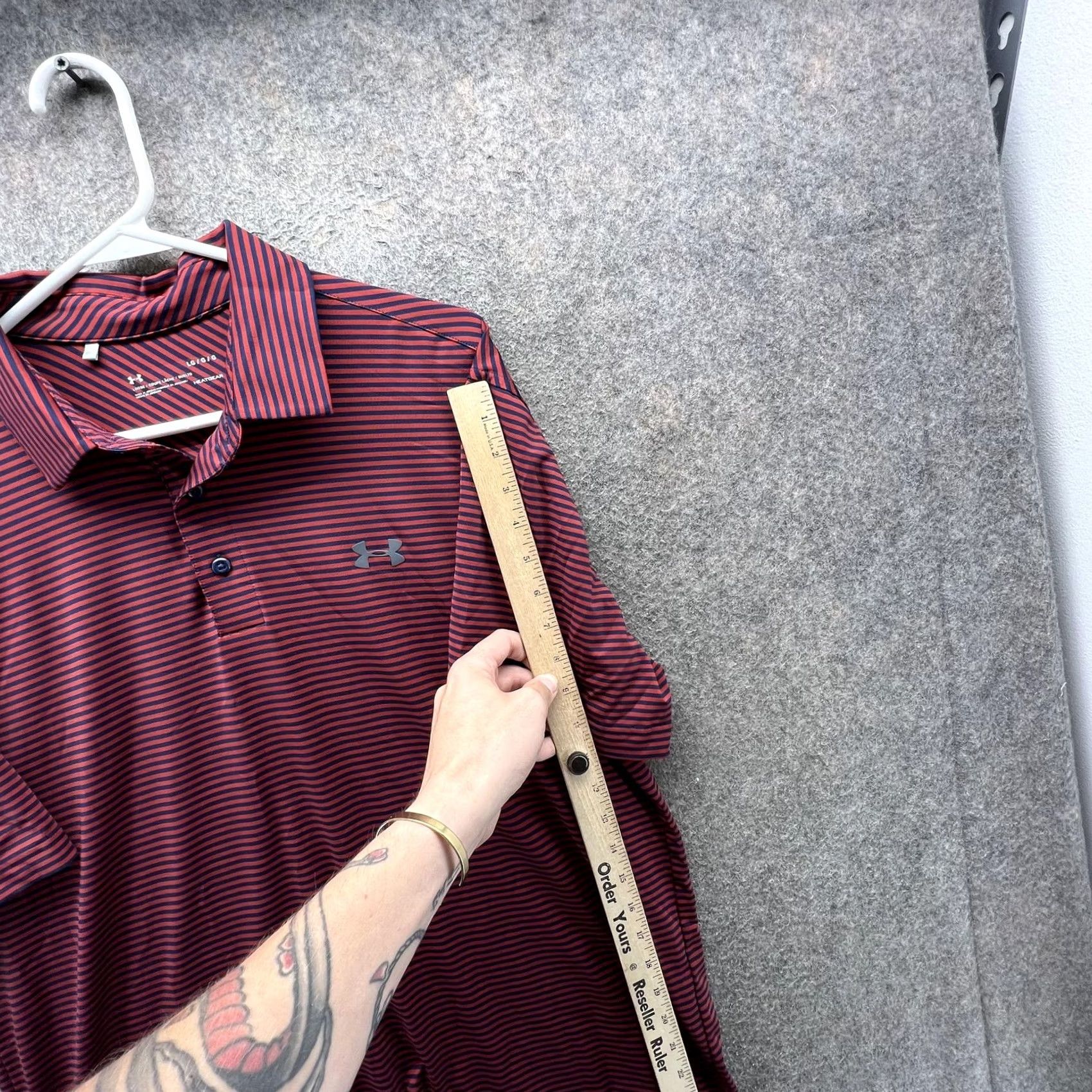 Under Armour Under Armour HeatGear Polo Shirt Mens Large Red Stripe Golf Performance Casual Shirt Size US L / EU 52-54 / 3 - 4 Thumbnail