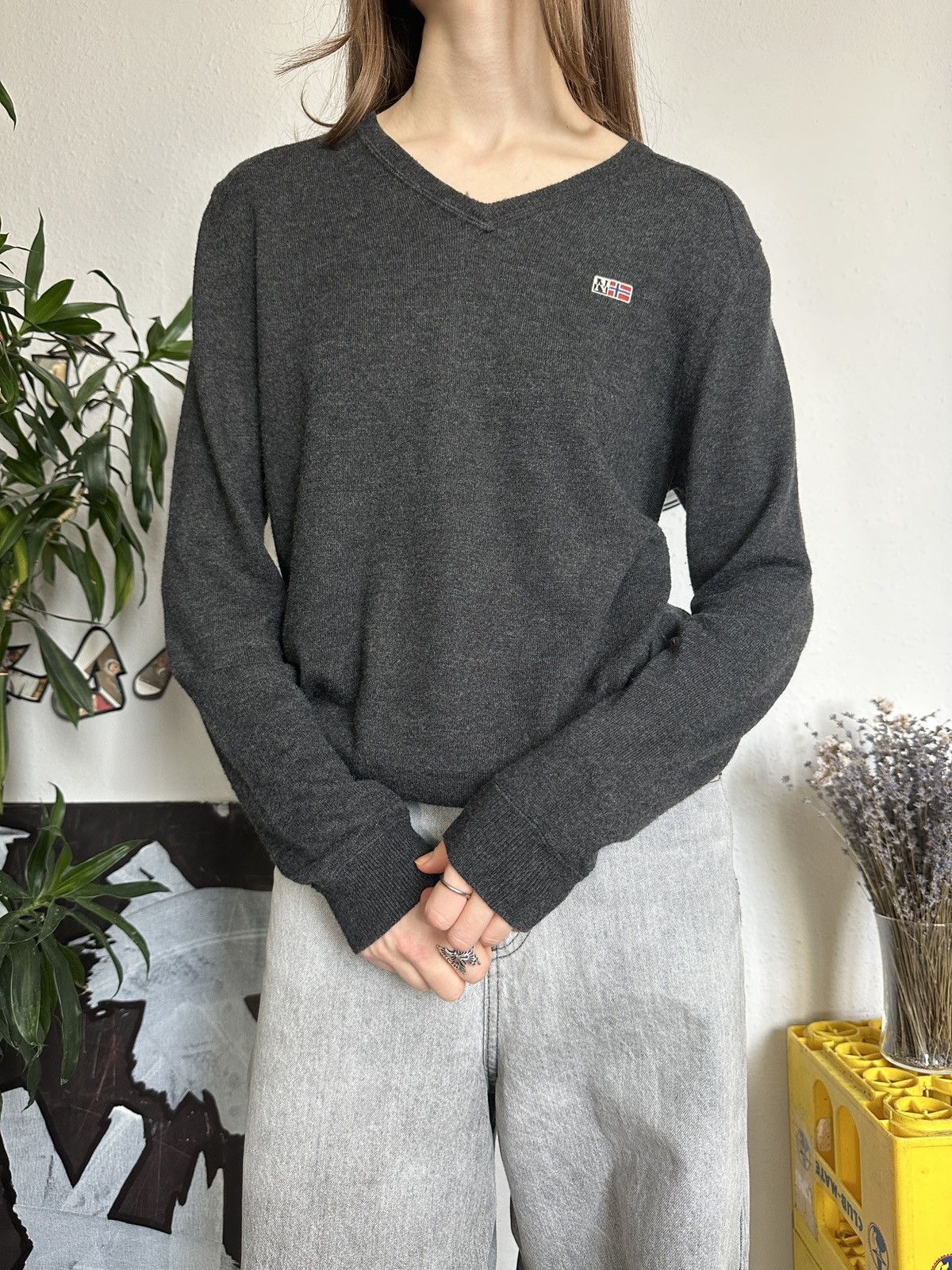Napapijri × Vintage Napapijiri Geographic Blend Wool Sweater V-neck Size US S / EU 44-46 / 1 - 4 Thumbnail