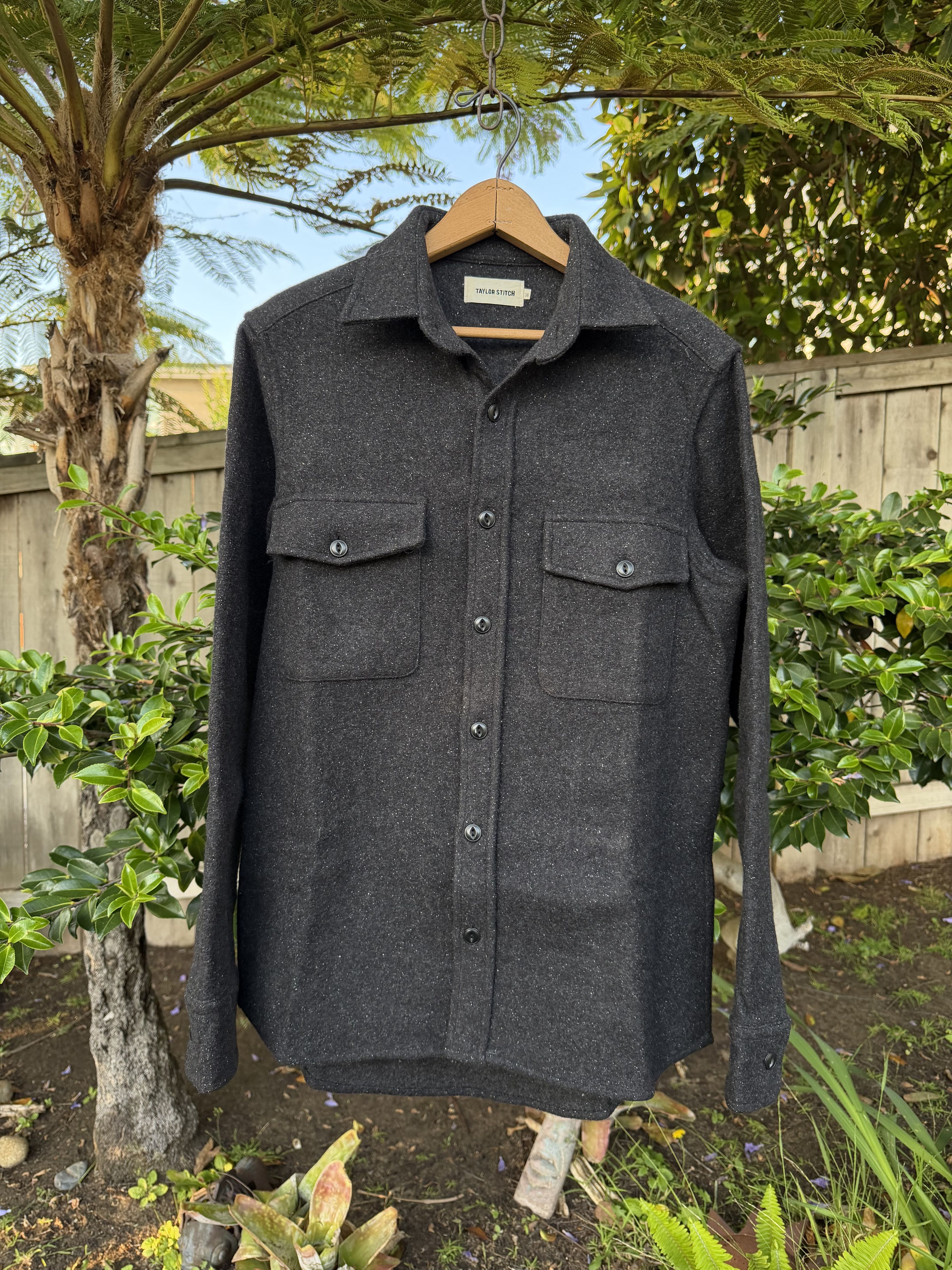 Taylor Stitch Maritime Shirt Charcoal Donegal Wool Silk 38