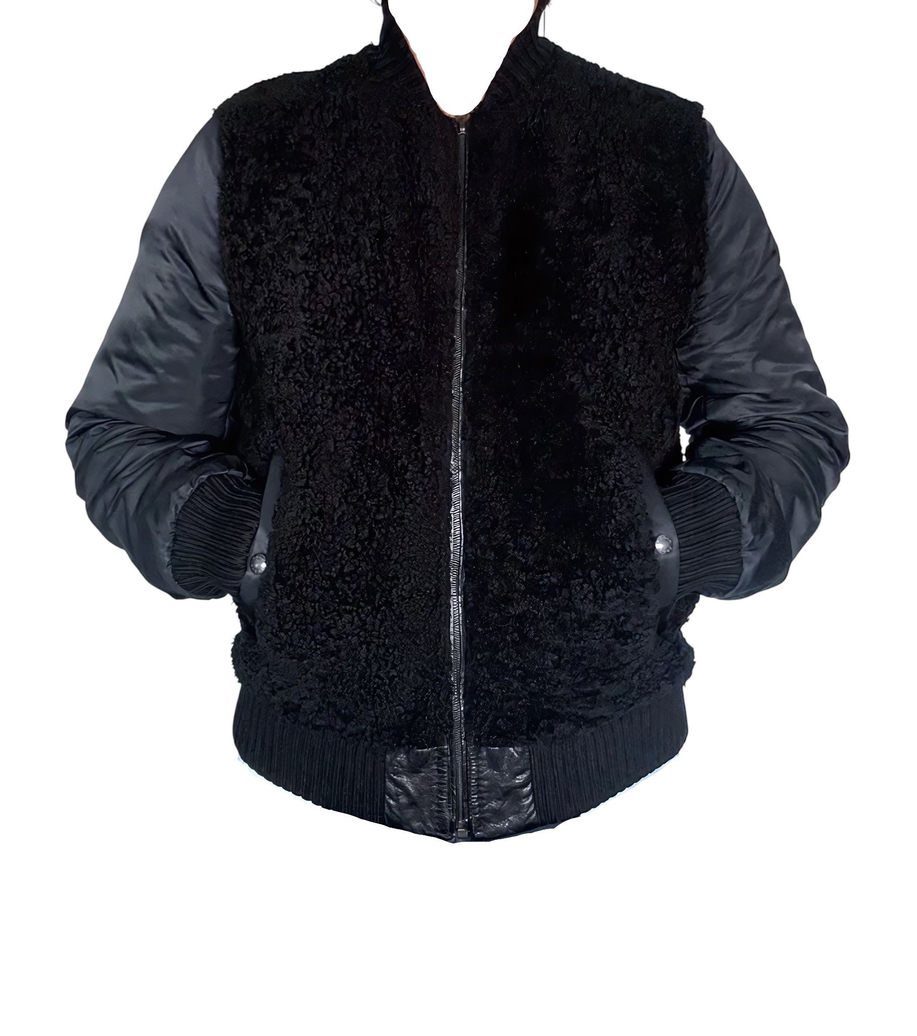 Prada SHEEP FUR REVERSIBLE LEATHER BIKER BOMBER JACKET Size US L / EU 52-54 / 3 - 1 Thumbnail