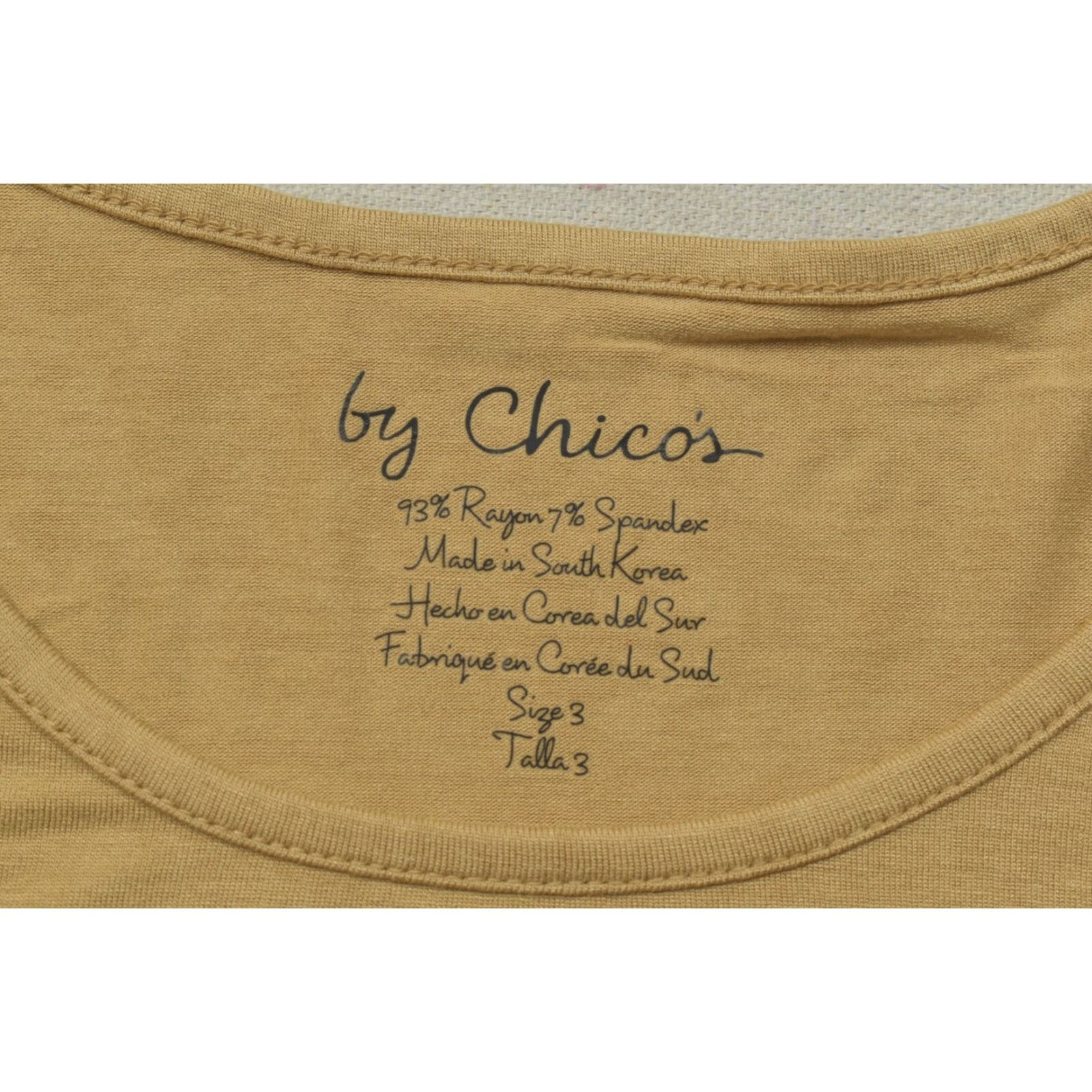 Vintage Chico's Women's Size 3 Blouse Yellow Long Sleeve Crew Neck Stretch Basic Casual Shine Size XS / US 0-2 / IT 36-38 - 8 Thumbnail