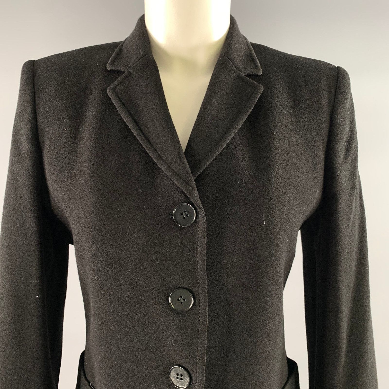 Stella McCartney STELLA McCARTNEY Size S Black Wool Blend Notch Lapel Jacket Size S / US 4 / IT 40 - 2 Thumbnail
