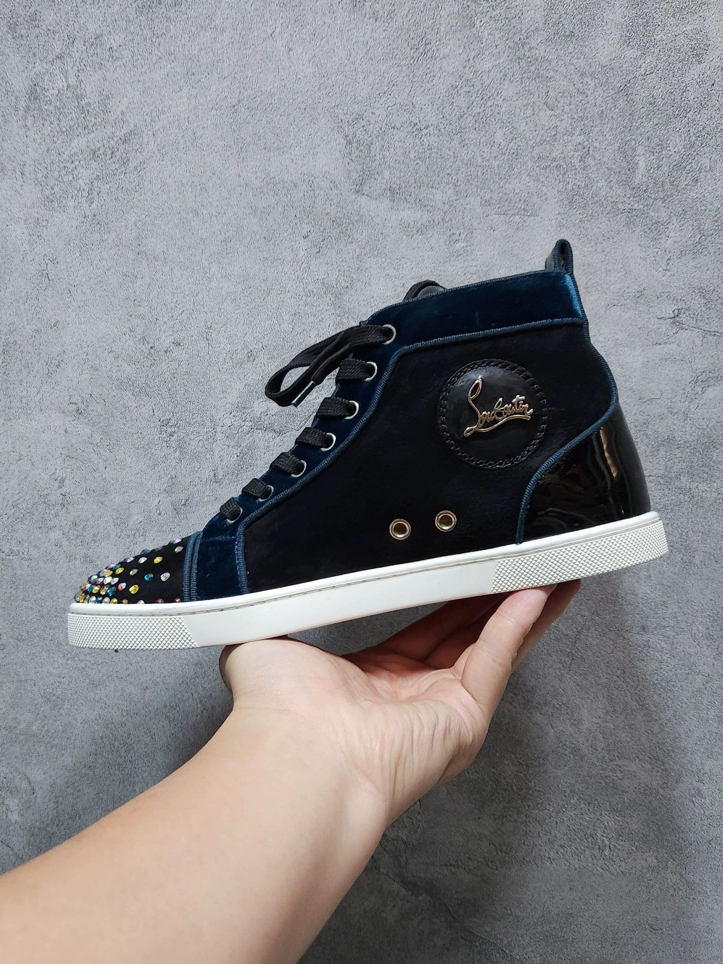 Christian Louboutin Christian Louboutin CL black suede high-top sneakers Size US 7 / IT 37 - 6 Thumbnail