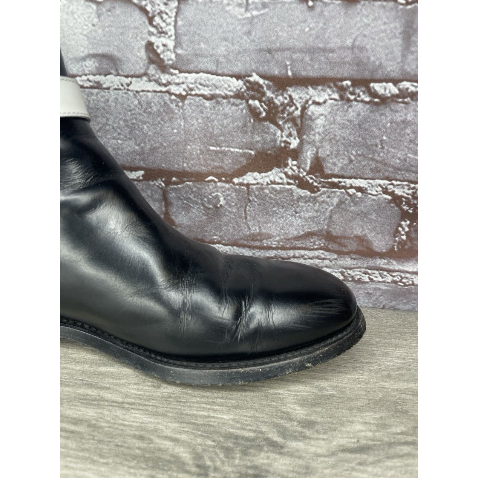 Balenciaga BALENCIAGA Black White Leather Calfskin Chelsea Buckle Ankle Size US 6.5 / IT 36.5 - 17 Thumbnail