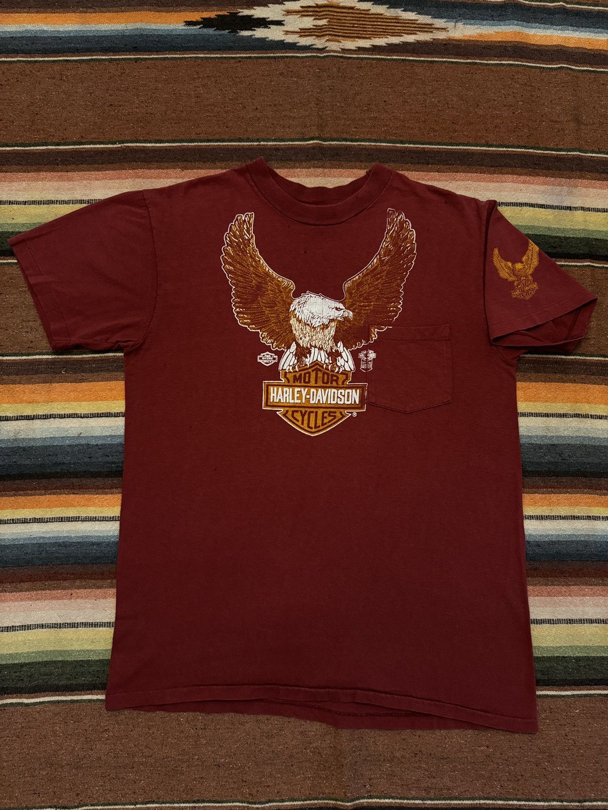 Harley Davidson × Vintage Vintage 1980's La Marque TX Harley Davidson Tee Shirt Size US L / EU 52-54 / 3 - 1 Thumbnail