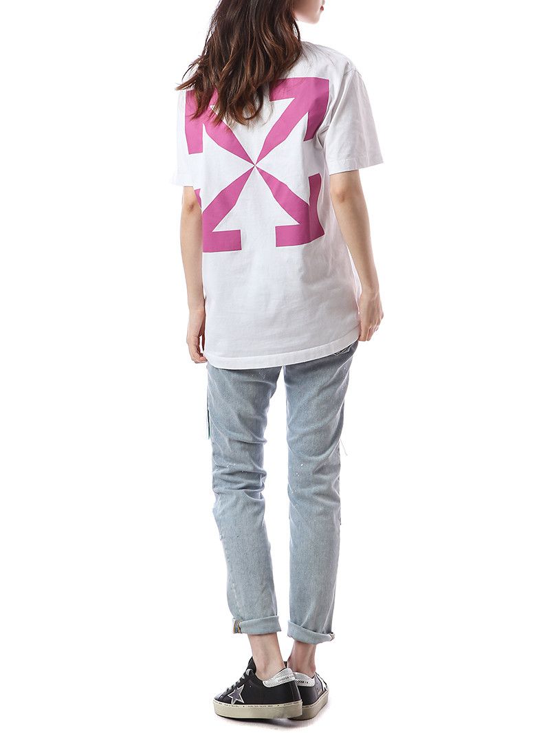 Off-White White and Fuchsia 90's DJ Arrows Oversized T-Shirt Size US S / EU 44-46 / 1 - 4 Thumbnail