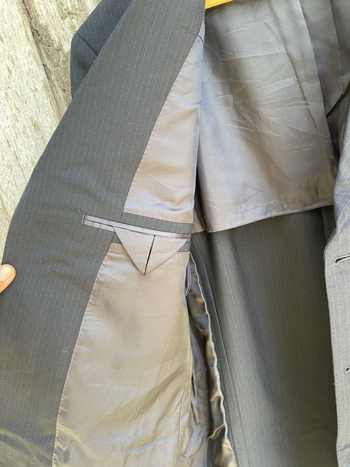 Kansai Yamamoto SISSY by Kansai Yamamoto Black Pinstripe Blazer Vintage 1990 Size 42R - 12 Thumbnail