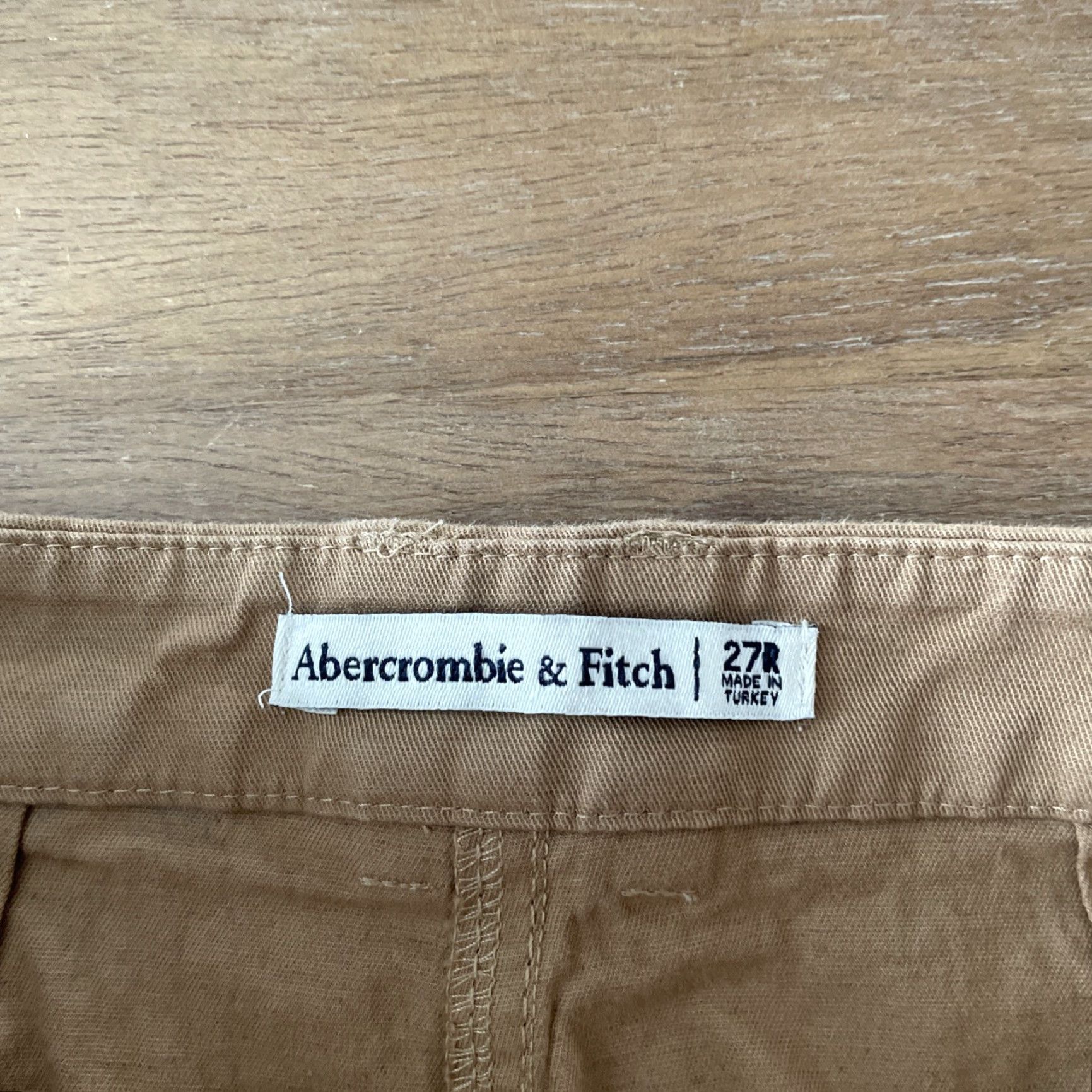 Abercrombie & Fitch Abercrombie & Fitch Pants Womens 27x27 Tan High Rise Cinch Waist Wide Leg Chino Penny Pleated Pockets Retro City Boho Office Casual Workwear Size 27" / US 4 / IT 40 - 3 Thumbnail