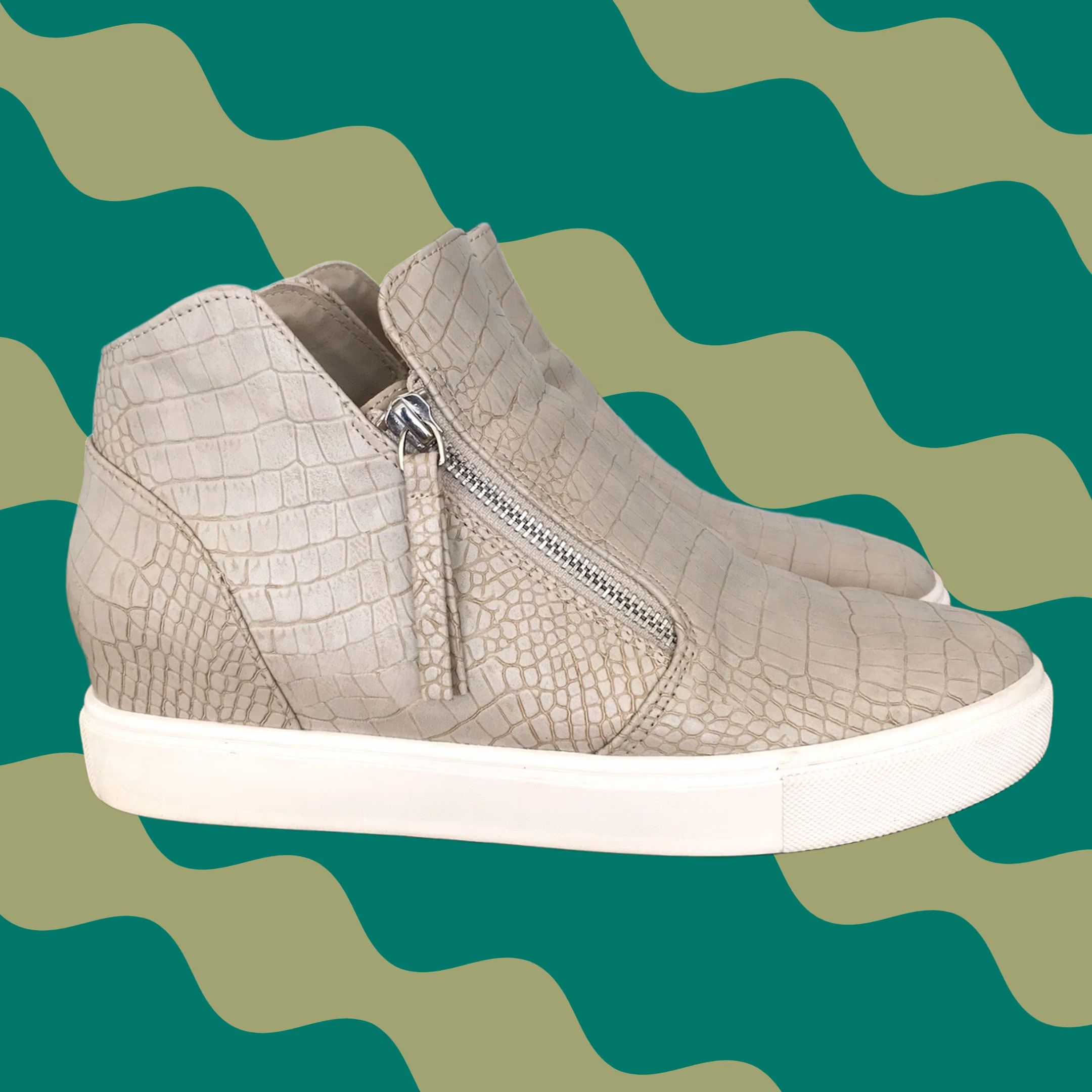 Steve Madden Steve Madden Caliber High Top Zip Platform Sneakers Womens 9.5 Smokey Taupe Faux Croc Size L / US 10 / IT 46 - 1 Thumbnail