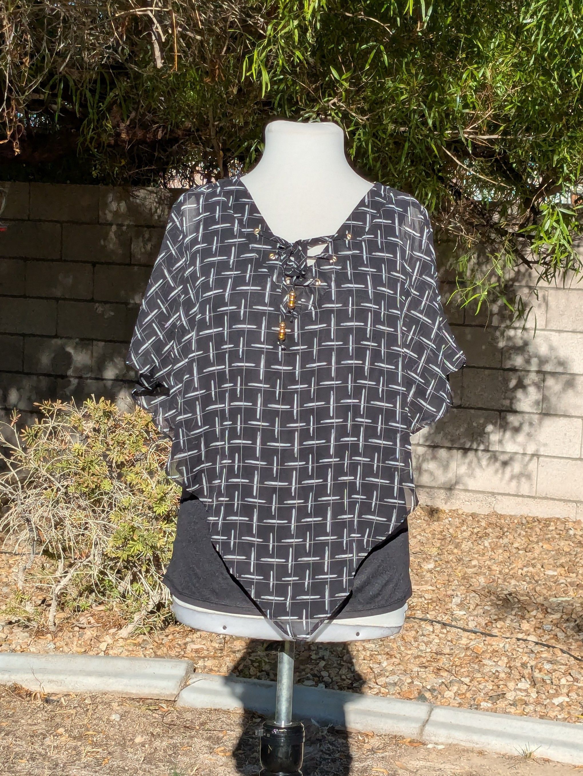 Other Robert Louis Abstract Print Breezy Poncho Pullover Blouse Size S / US 4 / IT 40 - 1 Thumbnail