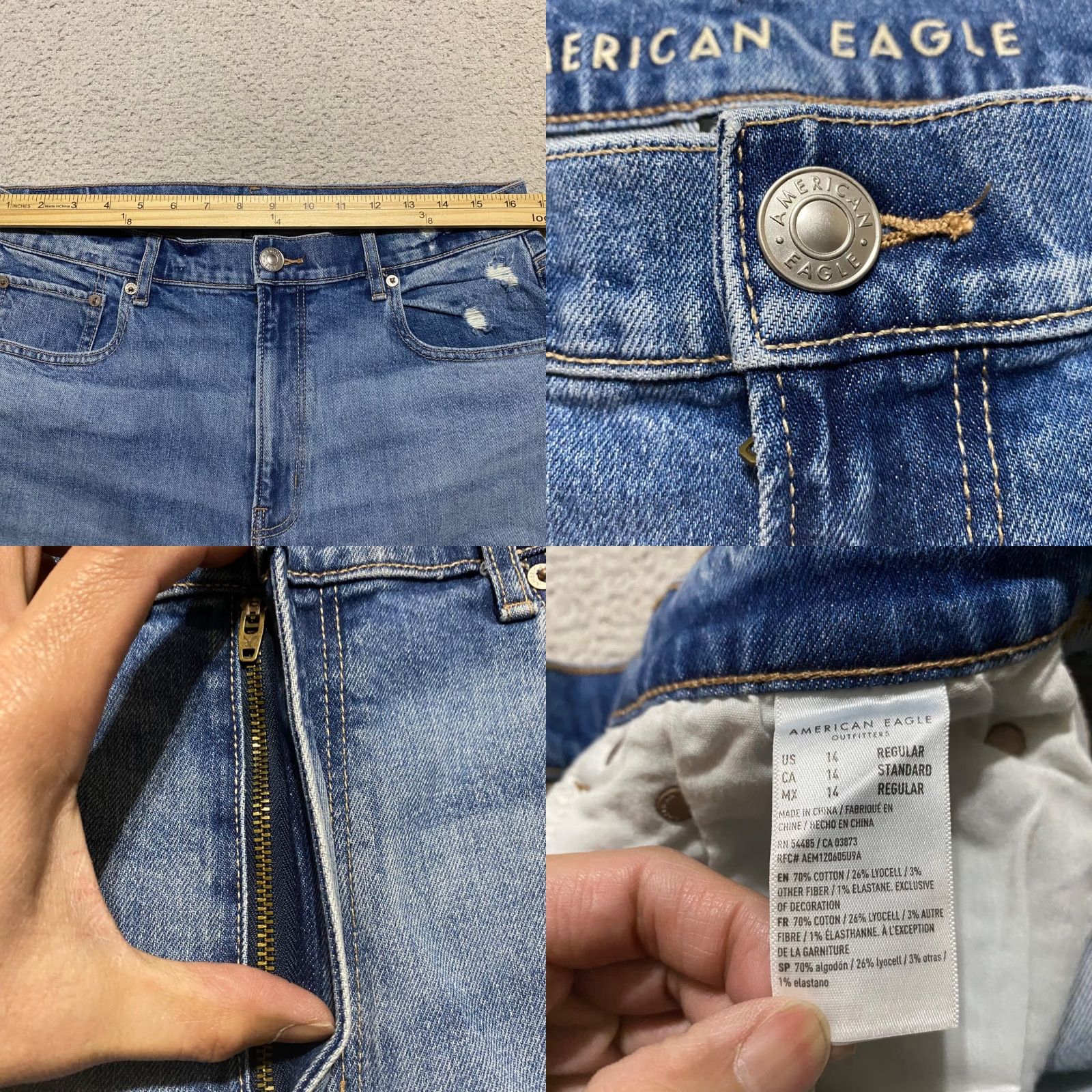 American Eagle Outfitters VINTAGE American Eagle Outfitters Jeans 14 Blue Distressed 90s Boyfriend High Rise 5-Pocket Womens Size 36" / US 14 / IT 50 - 8 Thumbnail