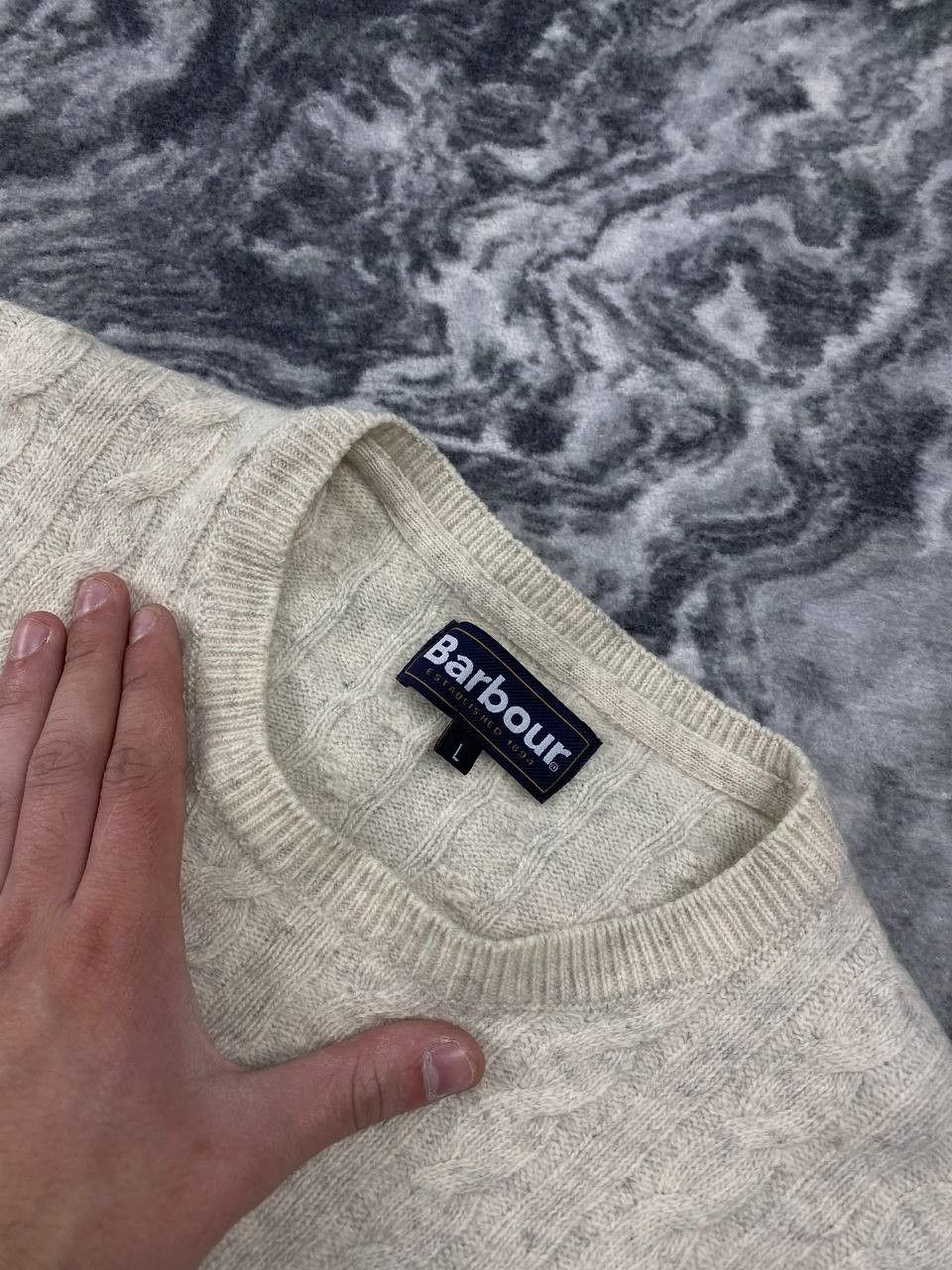 Barbour Vintage Barbour Cable Knit Wool Sweater Men Size S White Size US S / EU 44-46 / 1 - 4 Thumbnail
