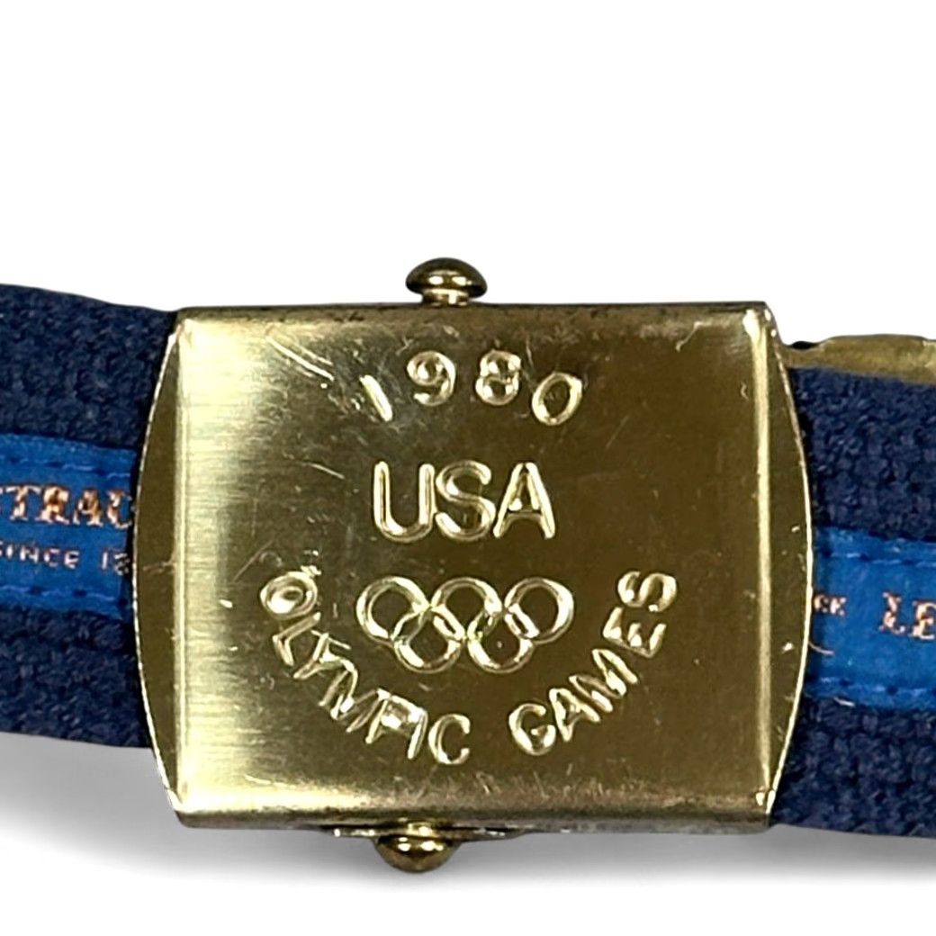 Levi's VINTAGE Levi's Belt Mens 30 Blue Canvas Slide 1980 Olympic Games USA 80s Belt Mens Blue 30 USA 80s Levis Catalog Logo Buckle Size 30 - 2 Thumbnail