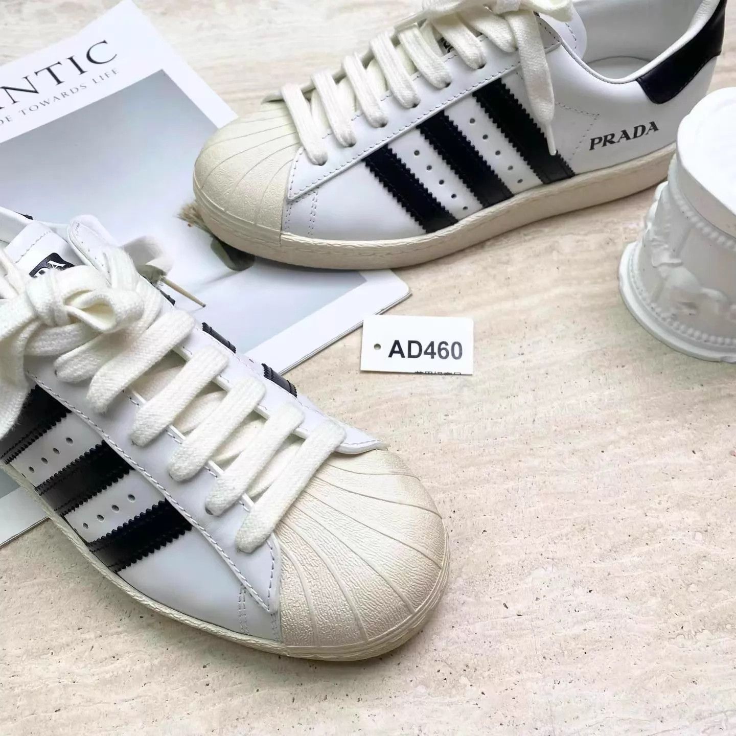 Adidas PRADA x adidas originals SUPERSTAR Black/White 37.5 Size US 7 / IT 37 - 3 Thumbnail