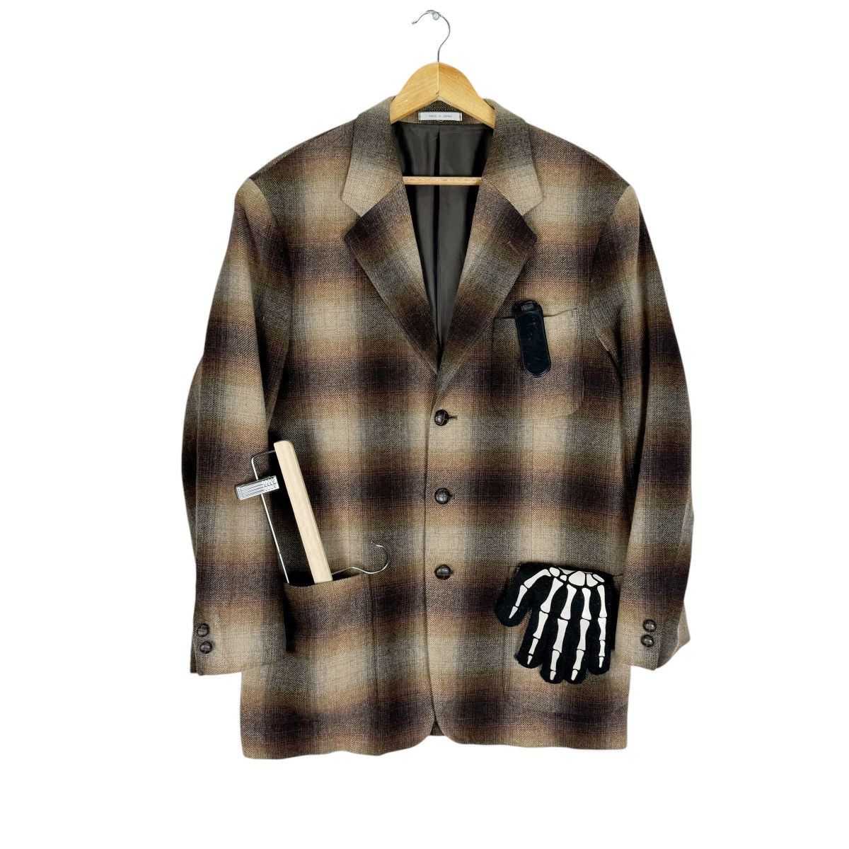 Japanese Brand ❄️INTERMEZZO JAPAN SHADOW PLAIDS BLAZER COAT Size US L / EU 52-54 / 3 - 1 Thumbnail