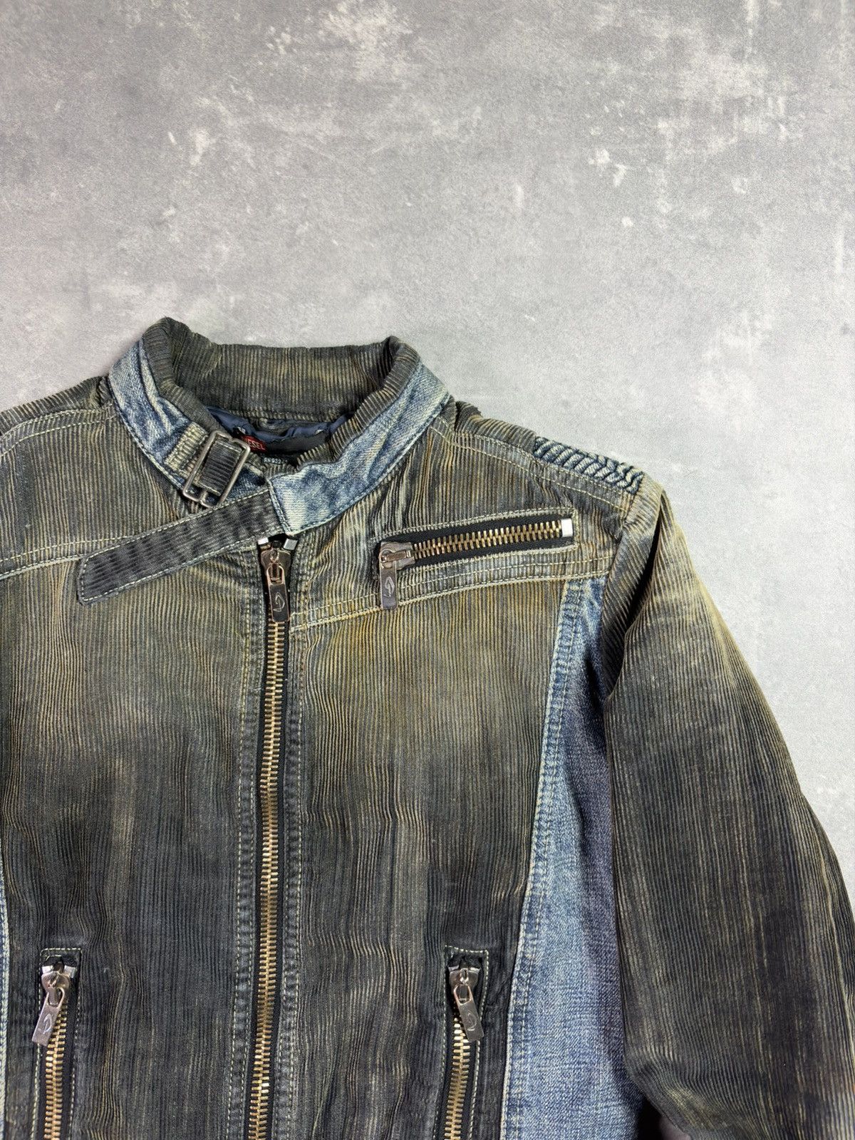 Diesel 00s Diesel Corduroy Racing Moto Cropped Denim Jacket M S Size M / US 6-8 / IT 42-44 - 4 Thumbnail