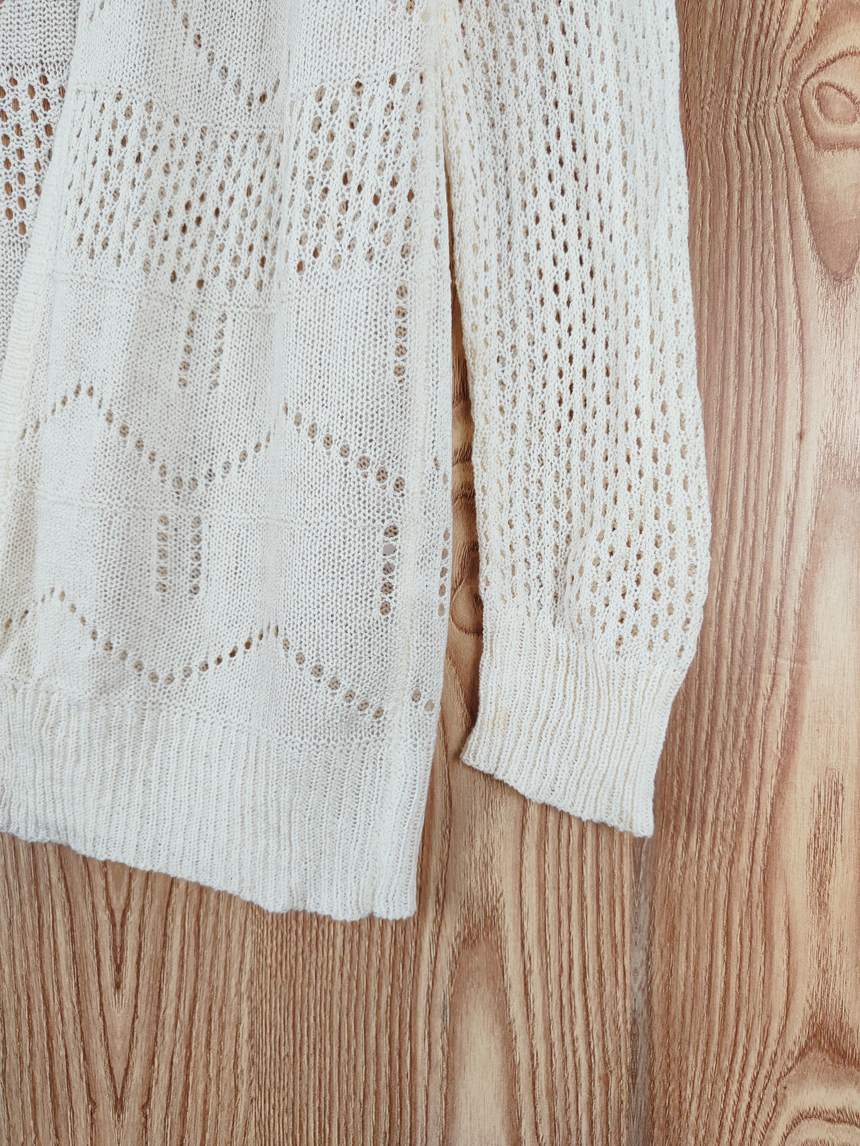 Aran Isles Knitwear × Japanese Brand Naturam Beige Mesh Net Knitwear Cardigan #W481 Size M / US 6-8 / IT 42-44 - 6 Thumbnail