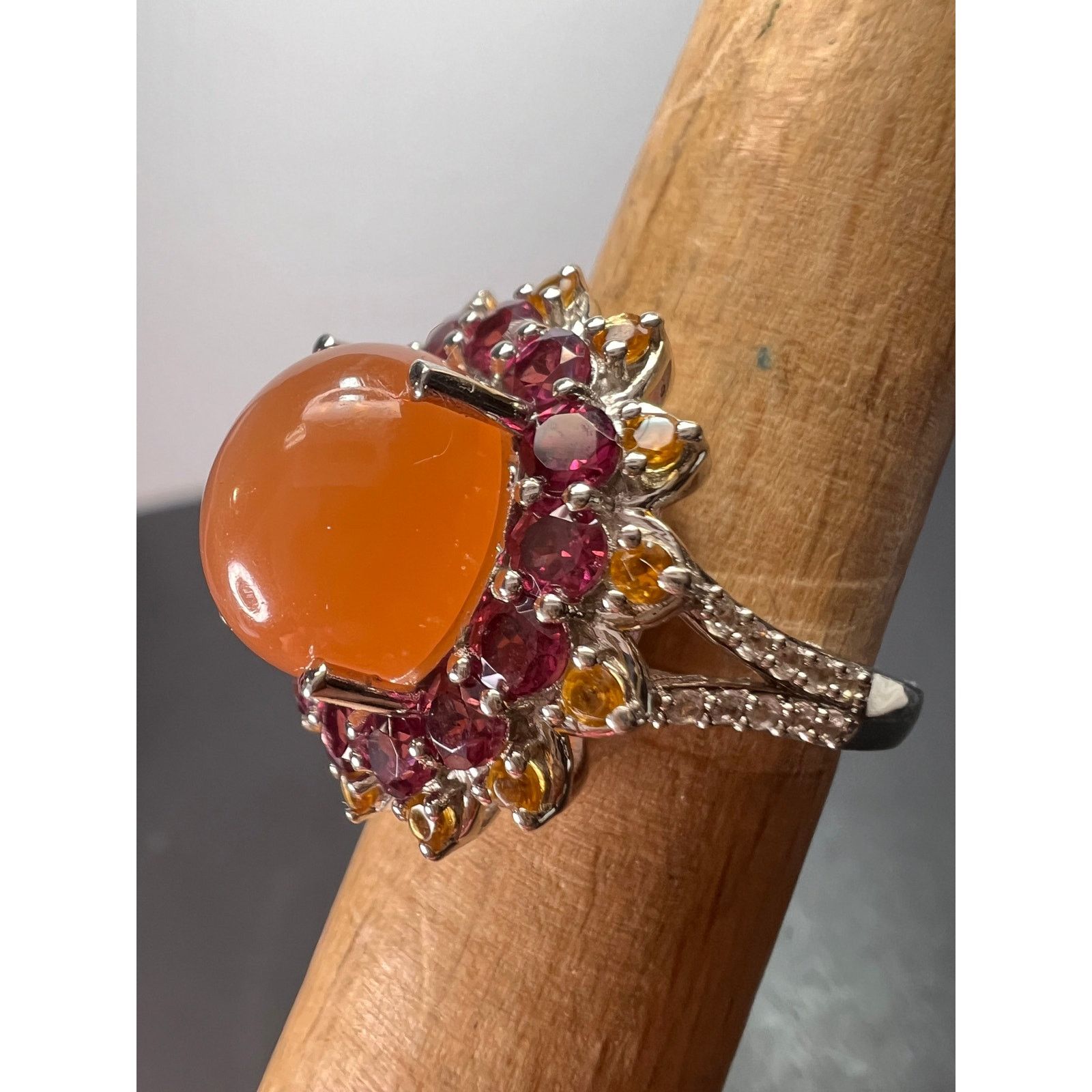 Other Peach moonstone rhodolite ring in sterling silver size 7 Size ONE SIZE - 15 Thumbnail